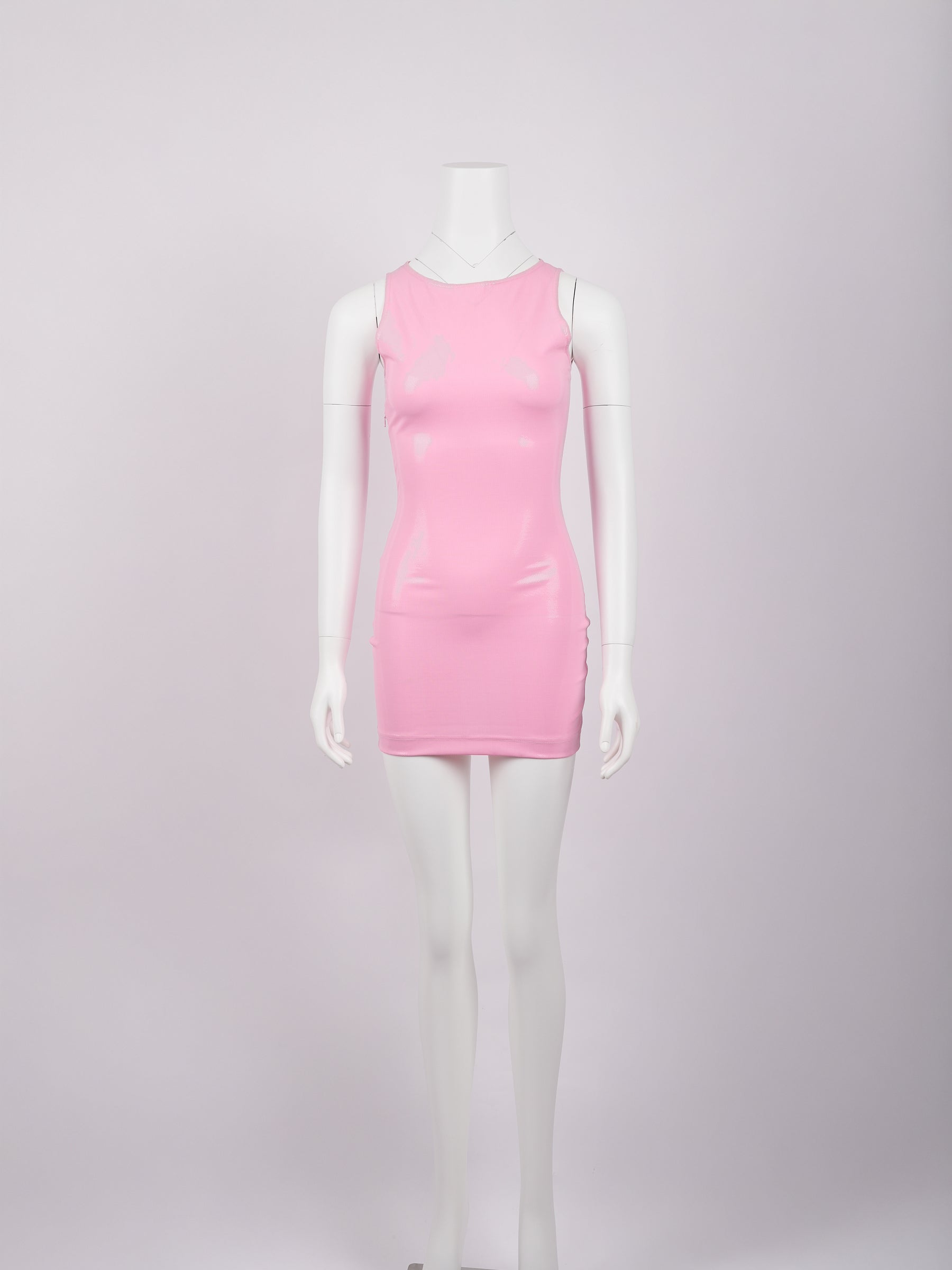Vintage Versace Jeans Couture Circa 1990s Barbie Pink Polyamide-Spandex Bodycon Dress with Original Tag - Pulled