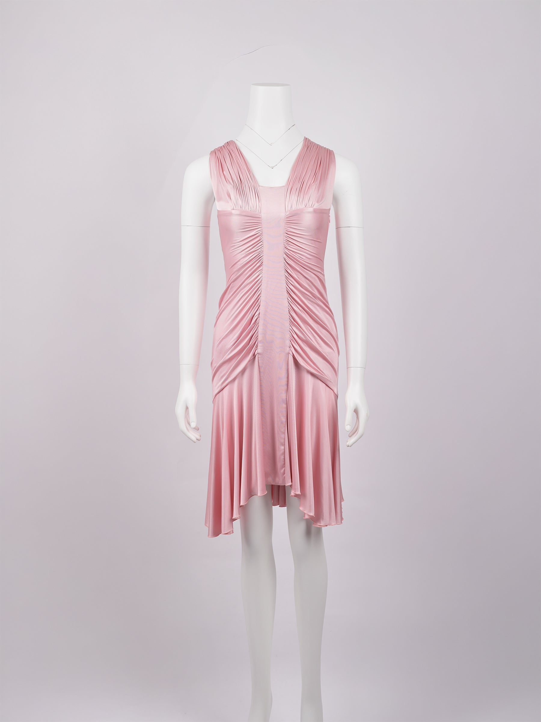Preowned Gianni Versace Spring/Summer 2006 Bubblegum Pink Satin Ruched Dress