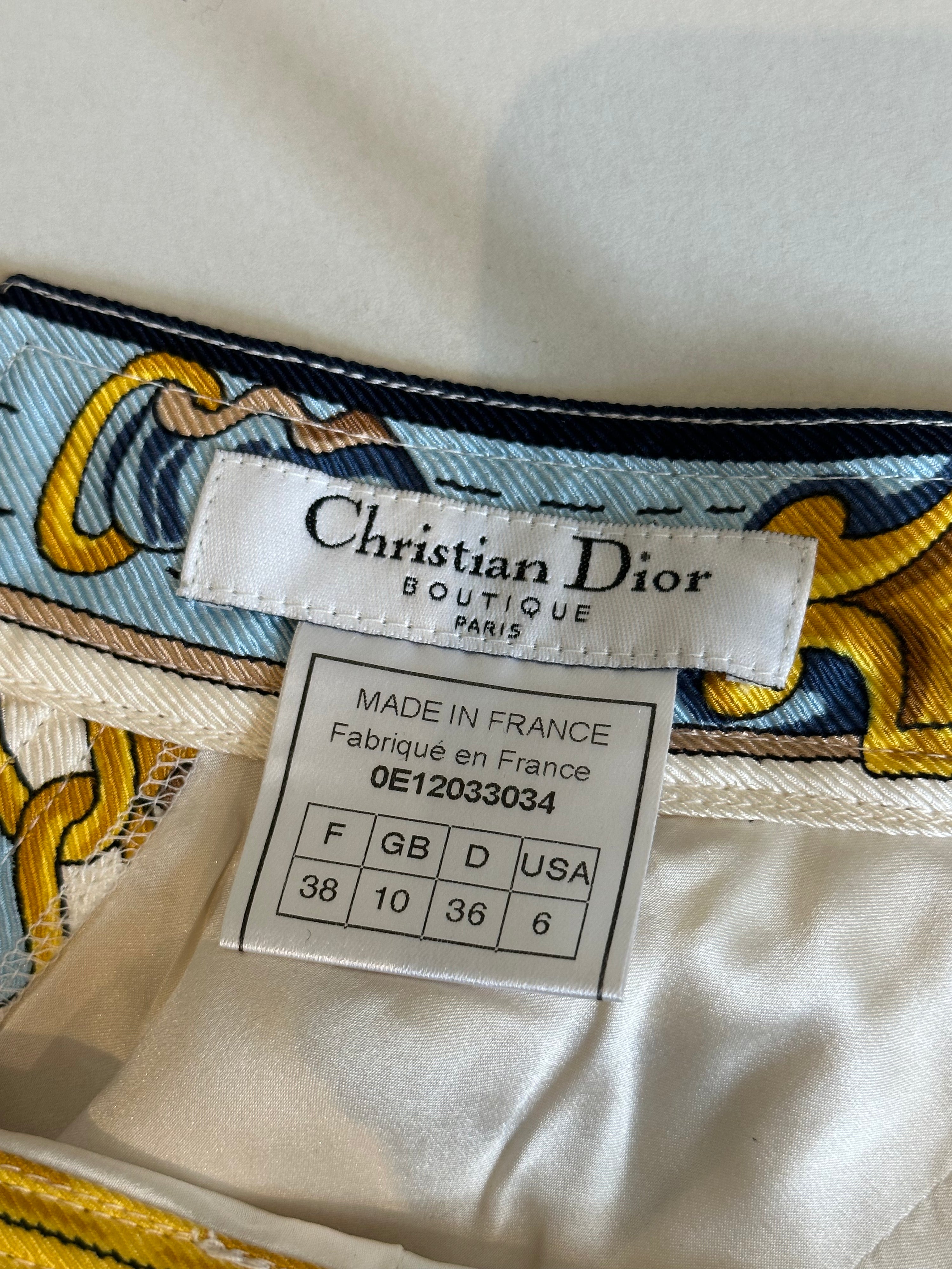 Vintage Christian Dior by John Galliano Spring 2000 Equestrian Print Asymmetric Skirt