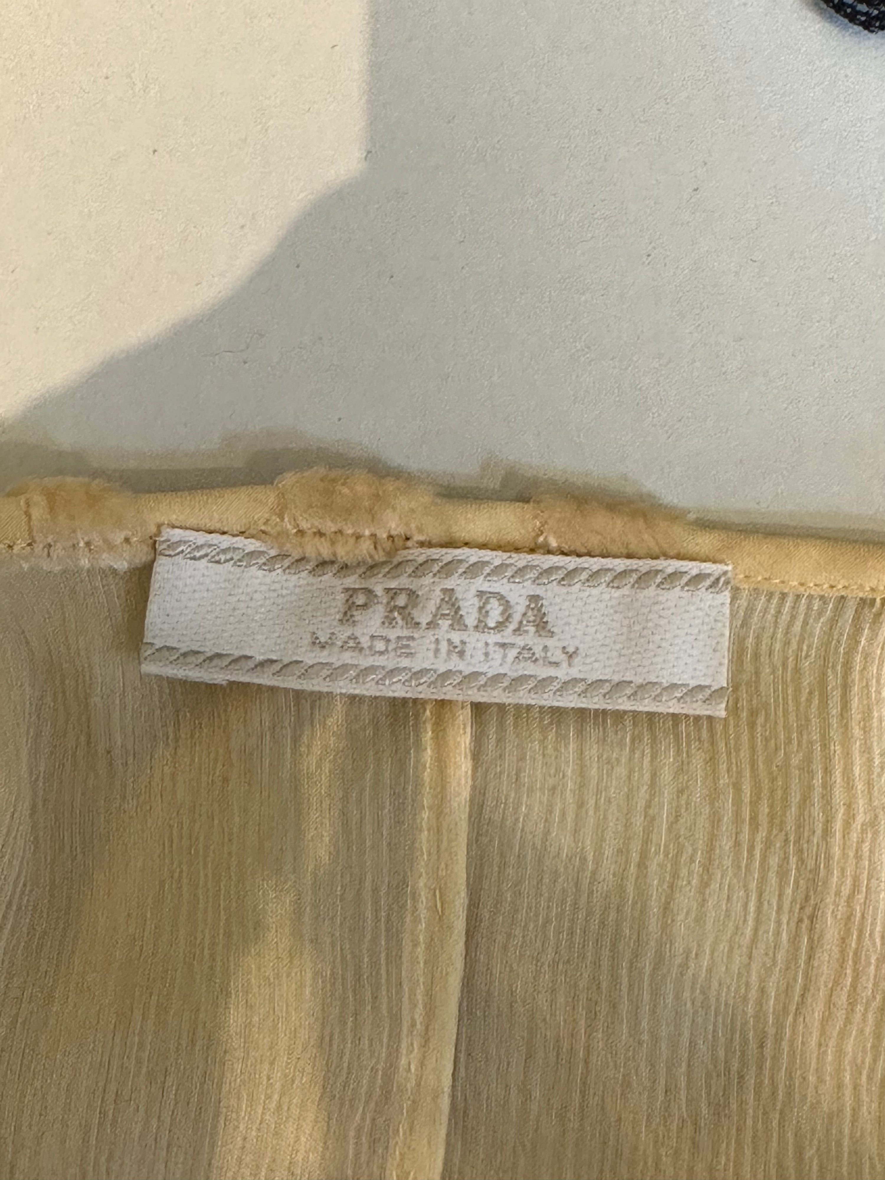 Vintage Prada by Miuccia Prada Spring 1997 Ivory Silk Devore Slip Dress - Pulled