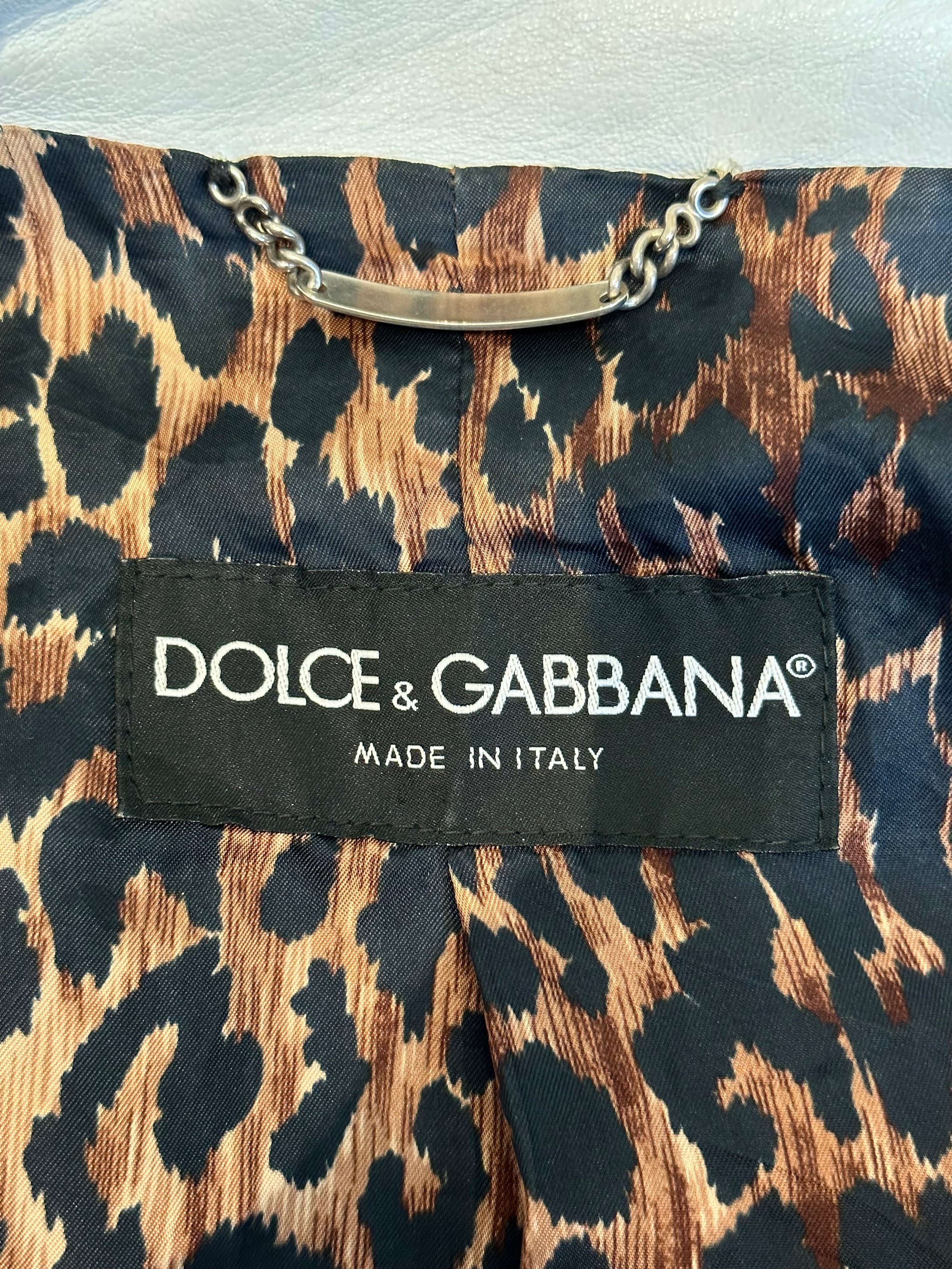Preowned Dolce & Gabbana Spring 2001 Blue Leather Motorcycle Jacket