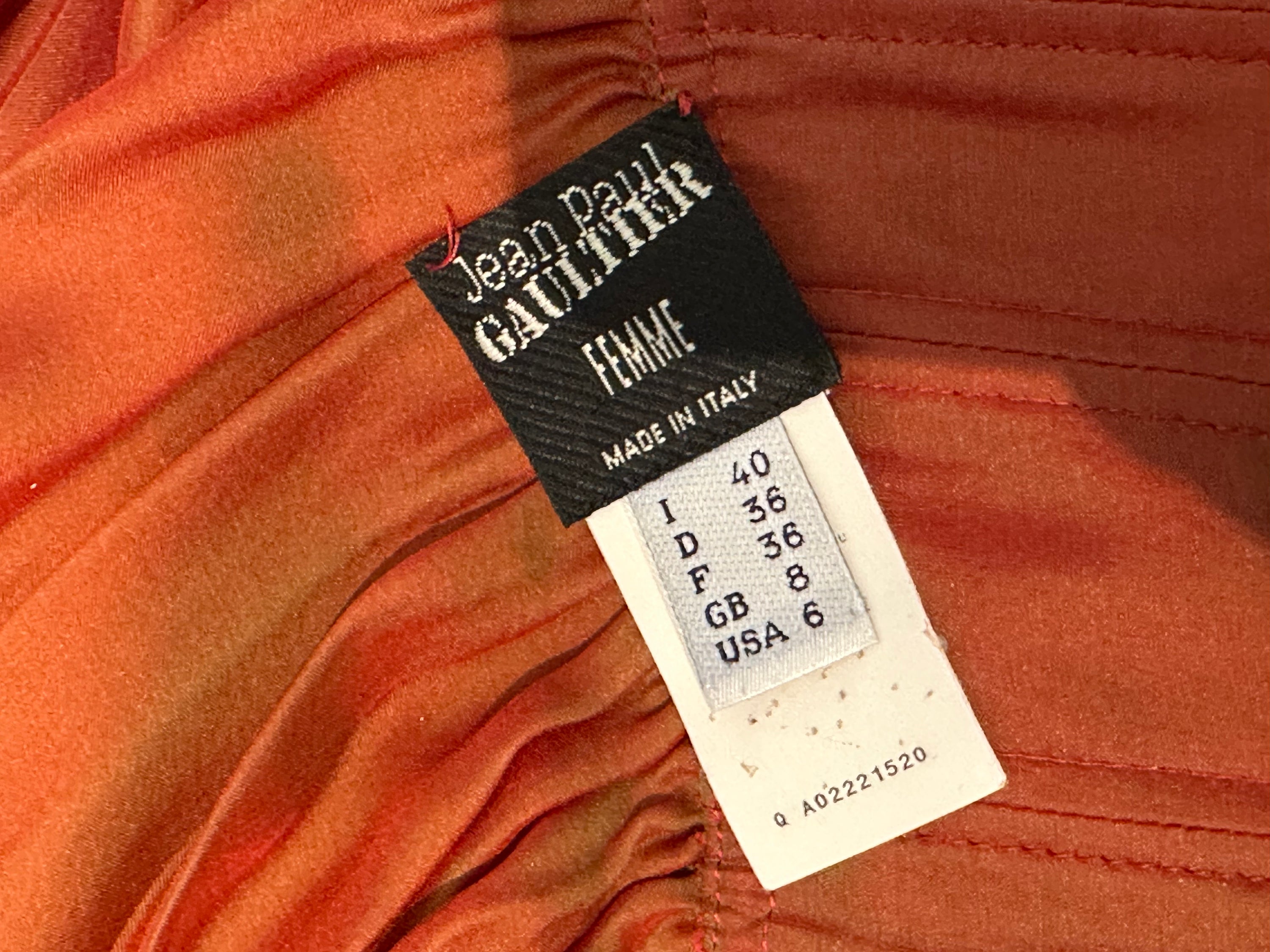 Preowned Jean Paul Gaultier Spring 2008 Red Silk Corset with Long Sleeves - Pulled