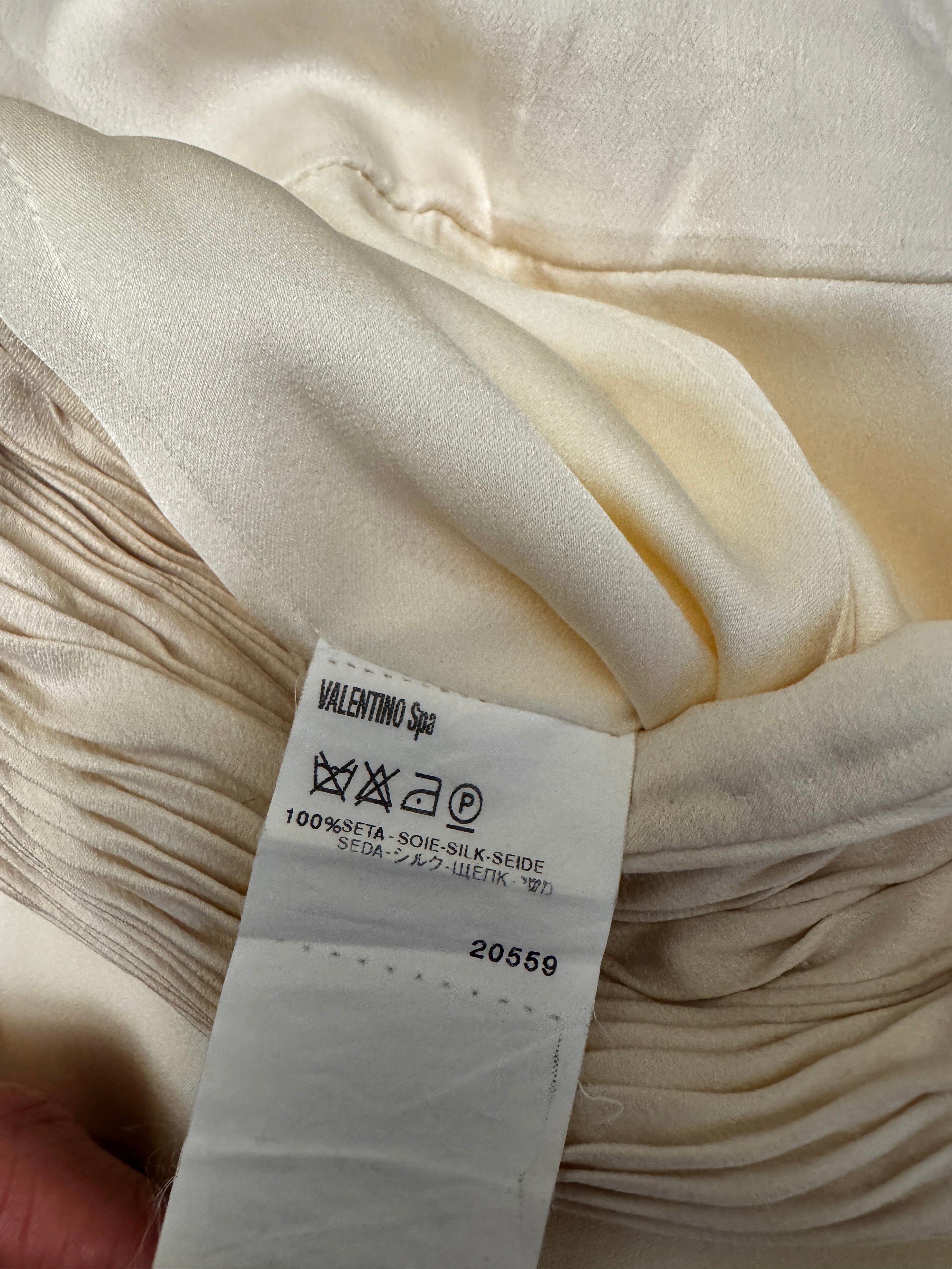 Preowned Valentino Spring 2005 Ivory Silk Gown with Pearl Belt