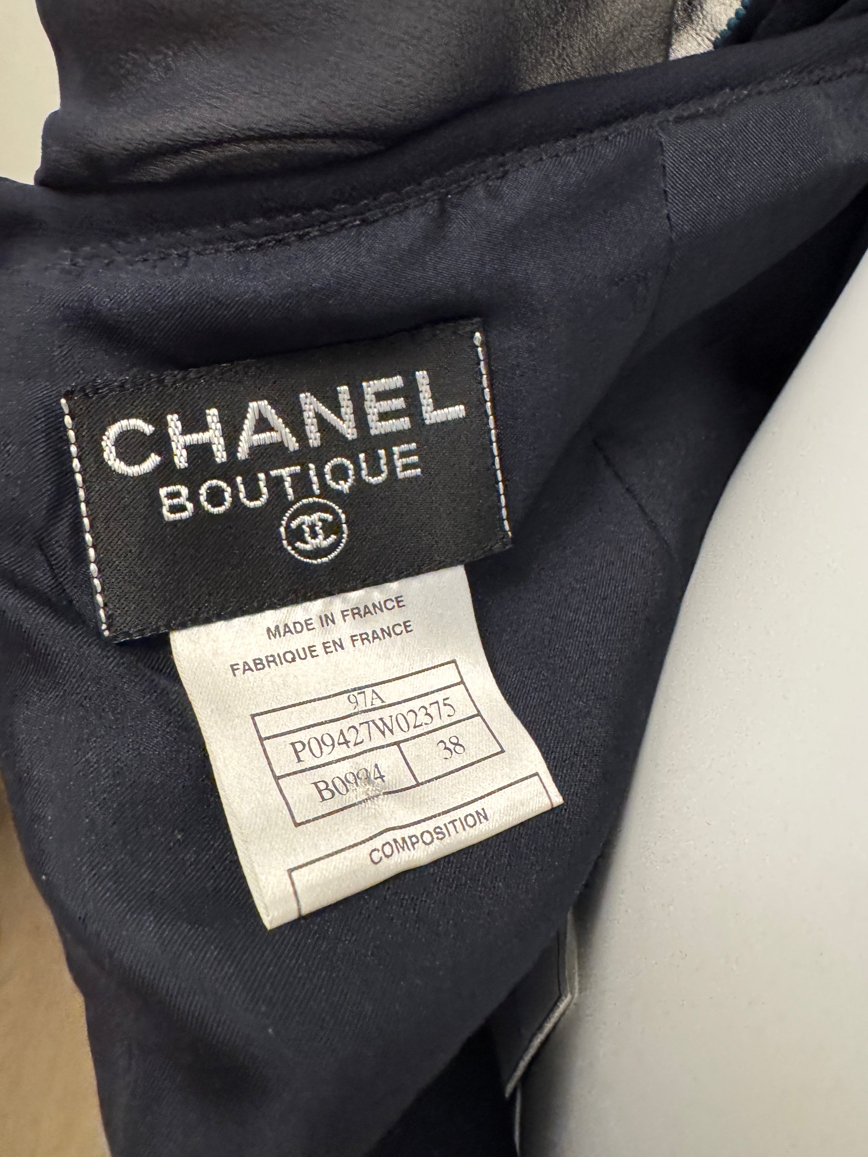 Chanel by Karl Lagerfeld Fall 1997–98 Black Chiffon & Wool Dress Beaded & Embroidered Bodice