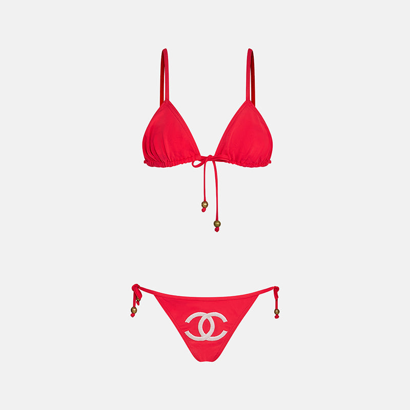 Vintage Chanel Spring 1994 Pink Logo Bikini