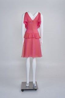 Preowned Chanel by Karl Lagerfeld Spring 2001 Two-Tone Pink Silk Chiffon Dress