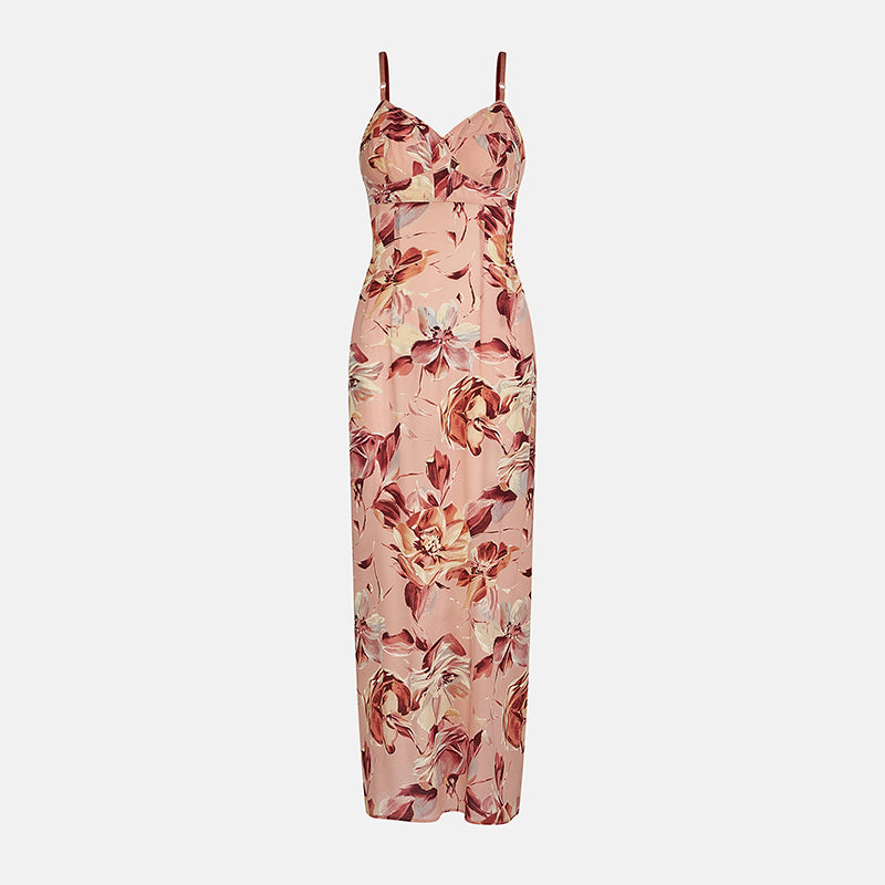 Vintage Dolce & Gabbana Spring 1997 Pink Silk Dress with Floral Print