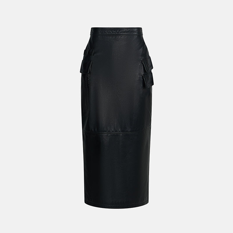 Vintage Gianni Versace 1990s Leather Long Skirt