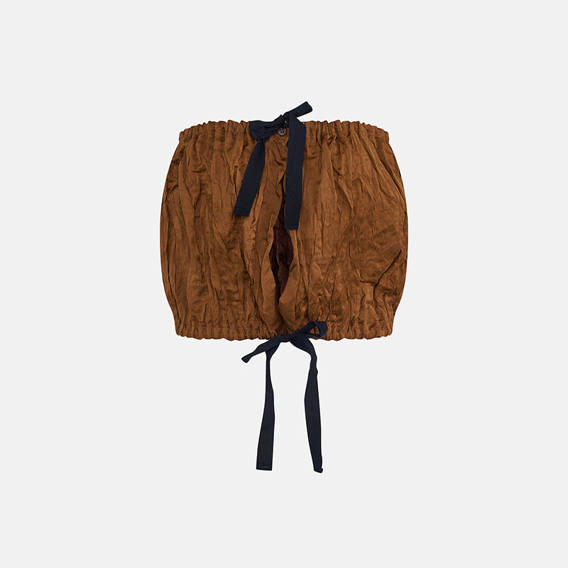 Preowned Prada Spring 2009 Brown Tube Top with Black Bow Ribbons