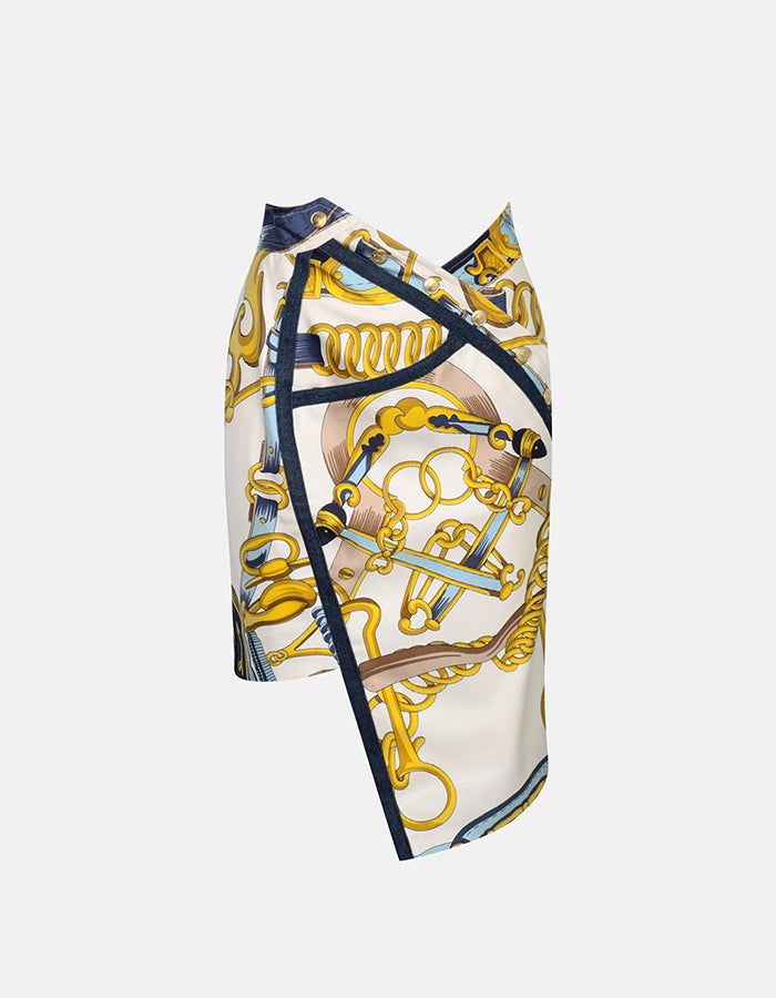 Vintage Christian Dior by John Galliano Spring 2000 Equestrian Print Asymmetric Skirt