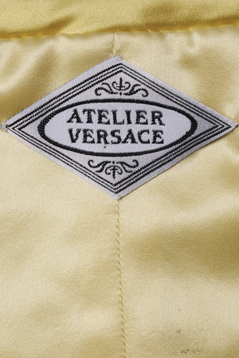Vintage Atelier Versace Fall 1997 Black Leather Strapless Mini Dress