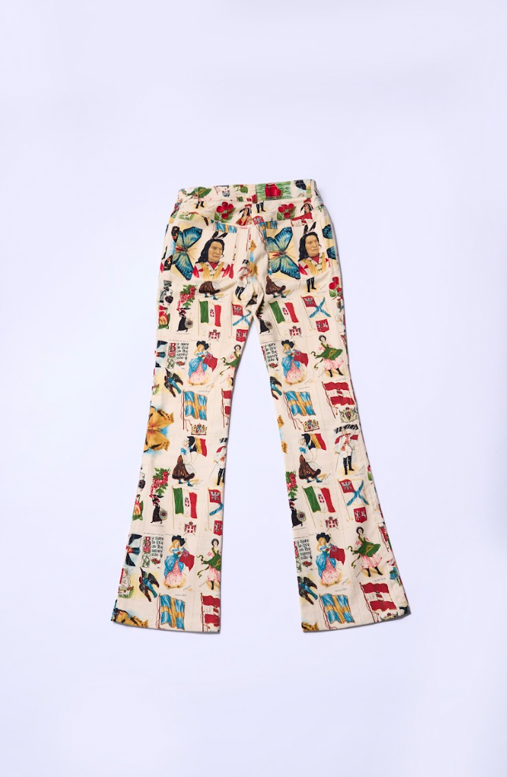 Preowned Christian Dior 2002 Stamp Print Bustier and Pants Set