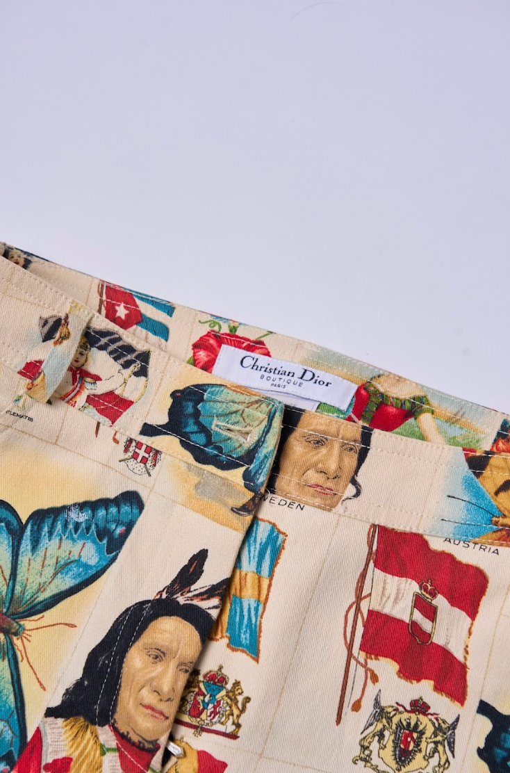 Preowned Christian Dior 2002 Stamp Print Bustier and Pants Set