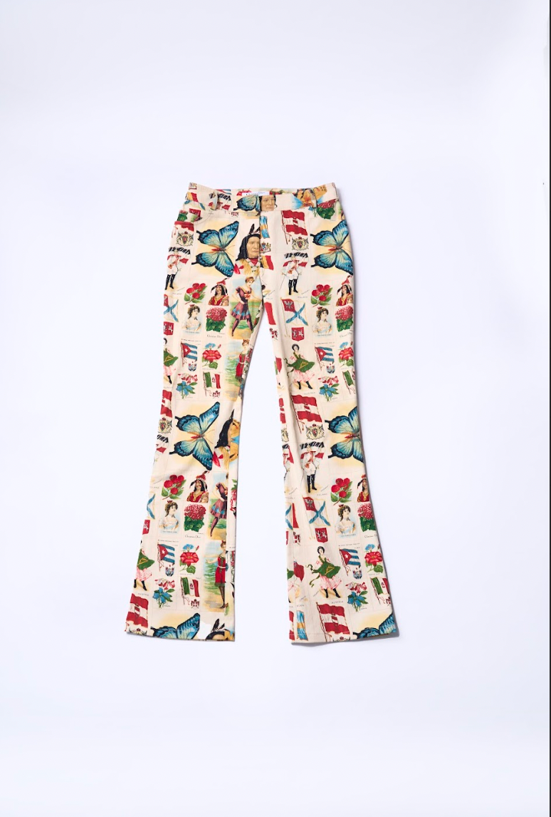 Preowned Christian Dior 2002 Stamp Print Bustier and Pants Set