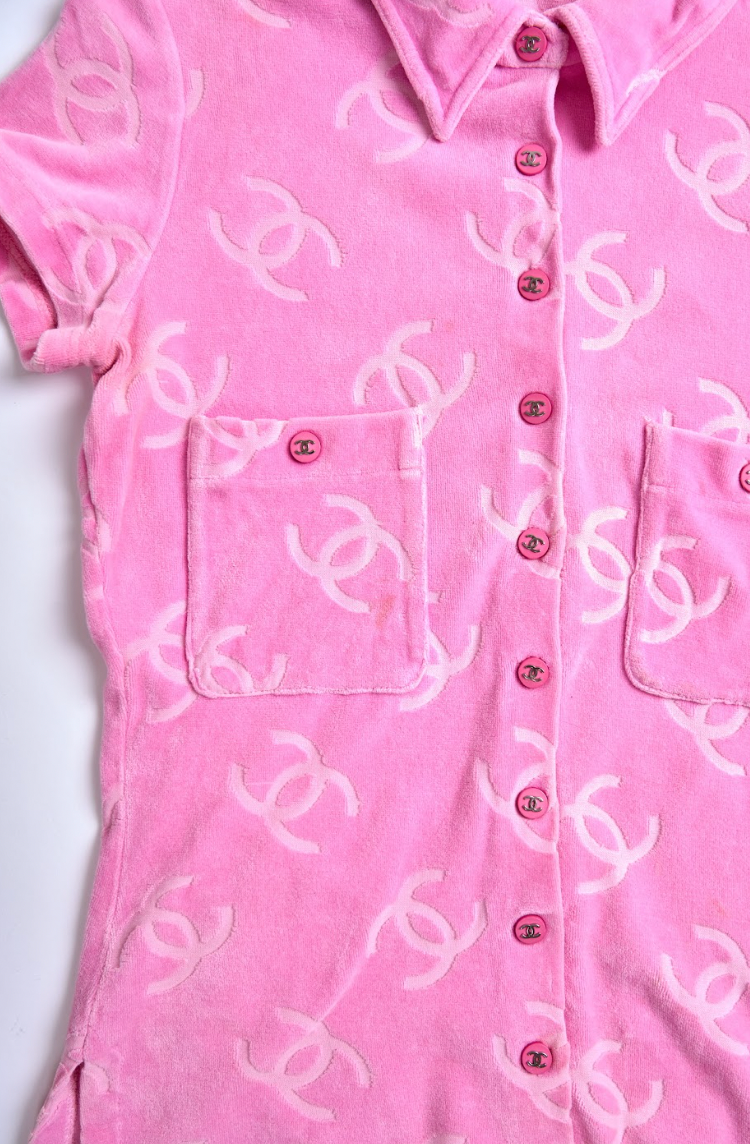 Preowned Chanel 1996 Pink Terry Cloth Shirt