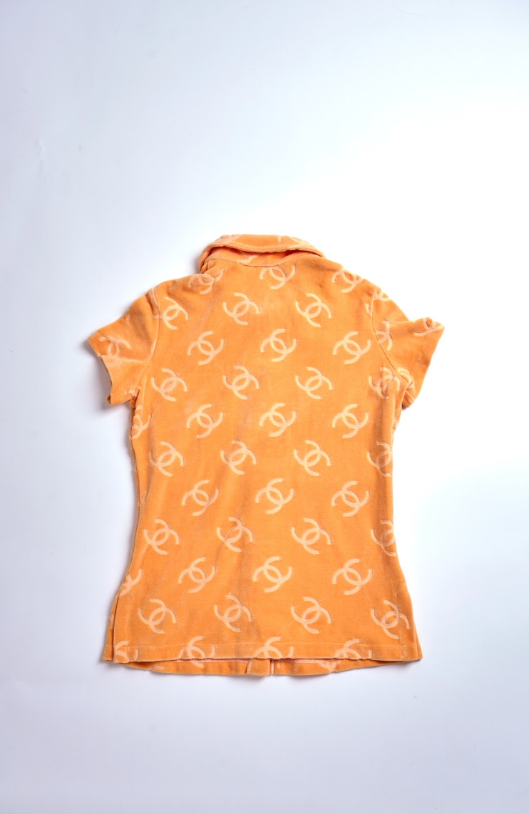 Preowned Chanel 1996 Orange Terry Cloth Shirt – Cafe Society Archive Preowned Chanel 1996 Orange Terry Cloth Shirt – Cafe Society Archive
