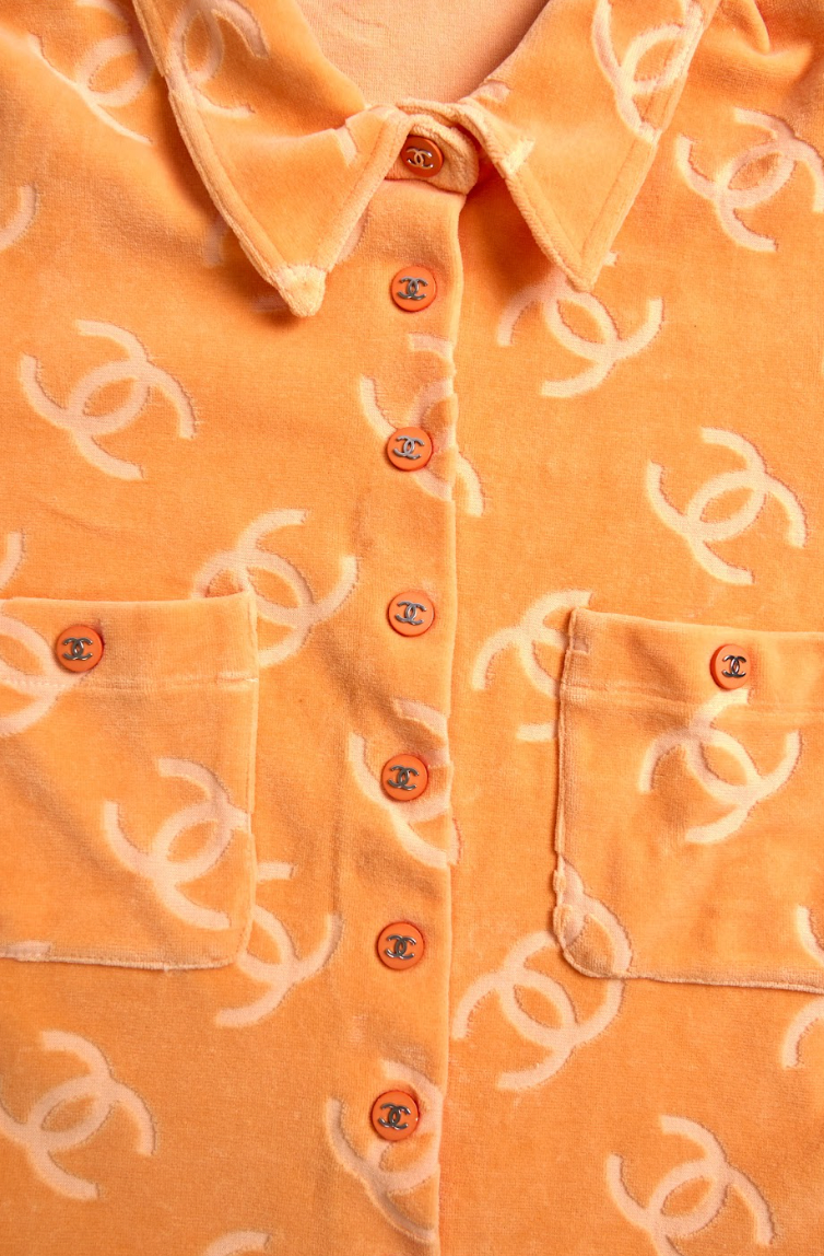 Preowned Chanel 1996 Orange Terry Cloth Shirt