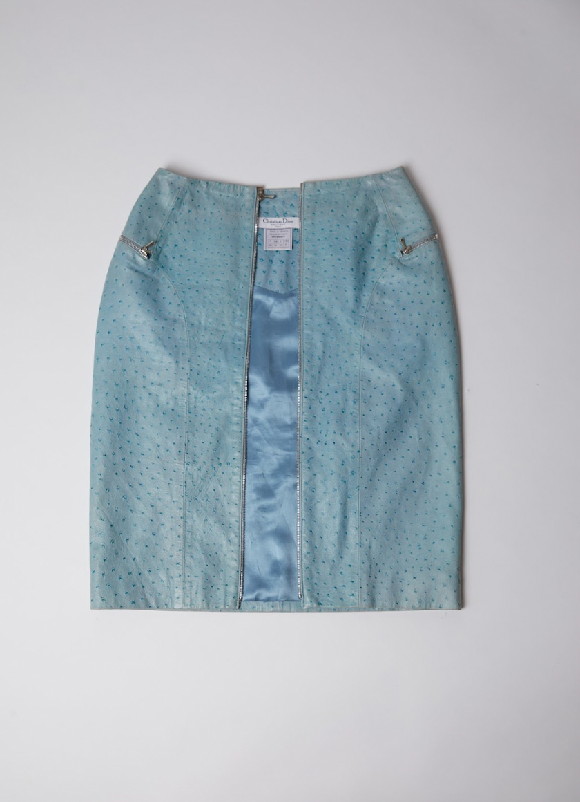 Vintage Christian Dior 1990s Ostrich Skirt