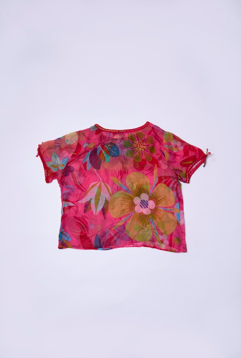 Preowned Gucci 1999 Pink Floral Silk Top