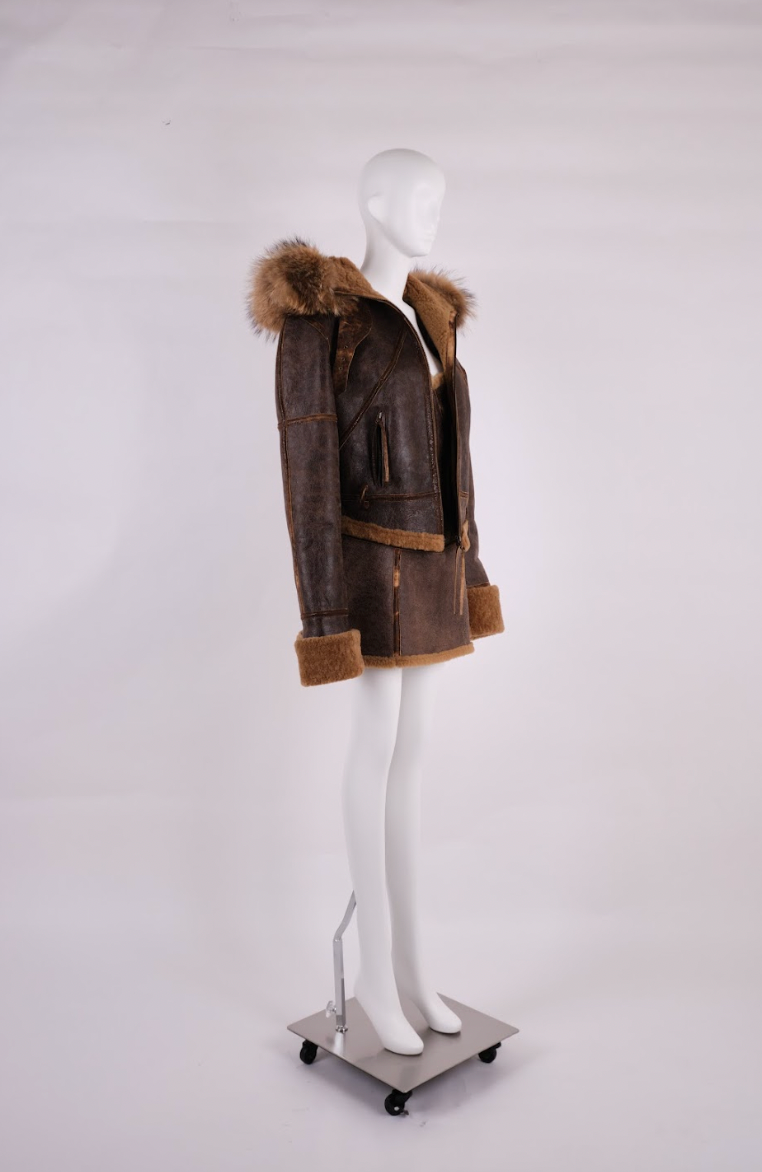 Vintage Roberto Cavalli Fall 2003 Shearling Leather Runway Jacket