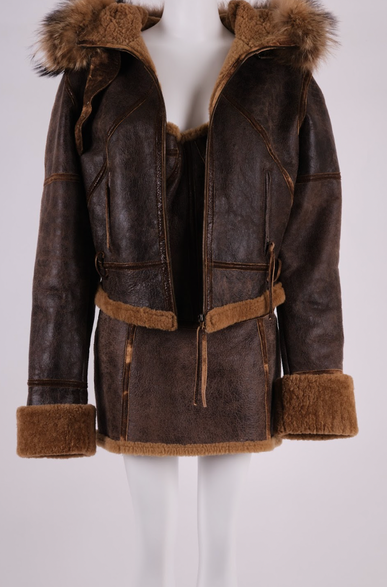 Vintage Roberto Cavalli Fall 2003 Shearling Leather Runway Jacket