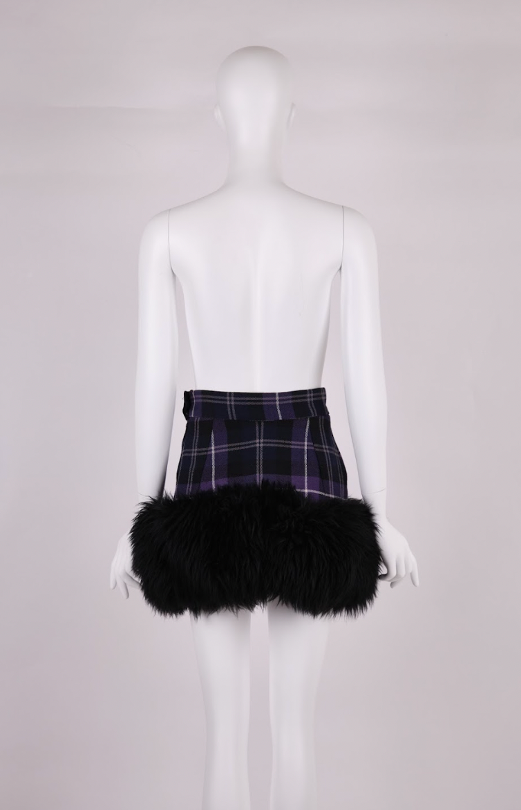 Preowned Vivienne Westwood Tartan Faux Fur Trim Skirt