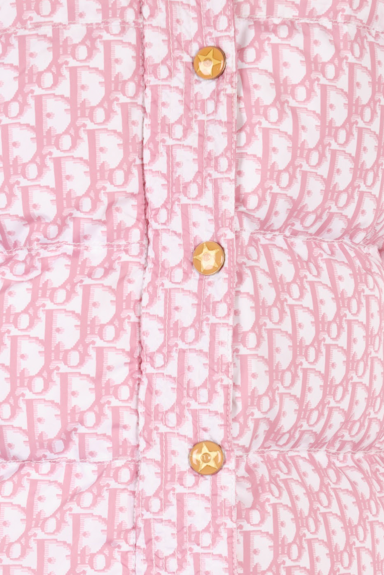 Preowned Christian Dior by John Galliano Pink Trotter Logo Puffer Jacket