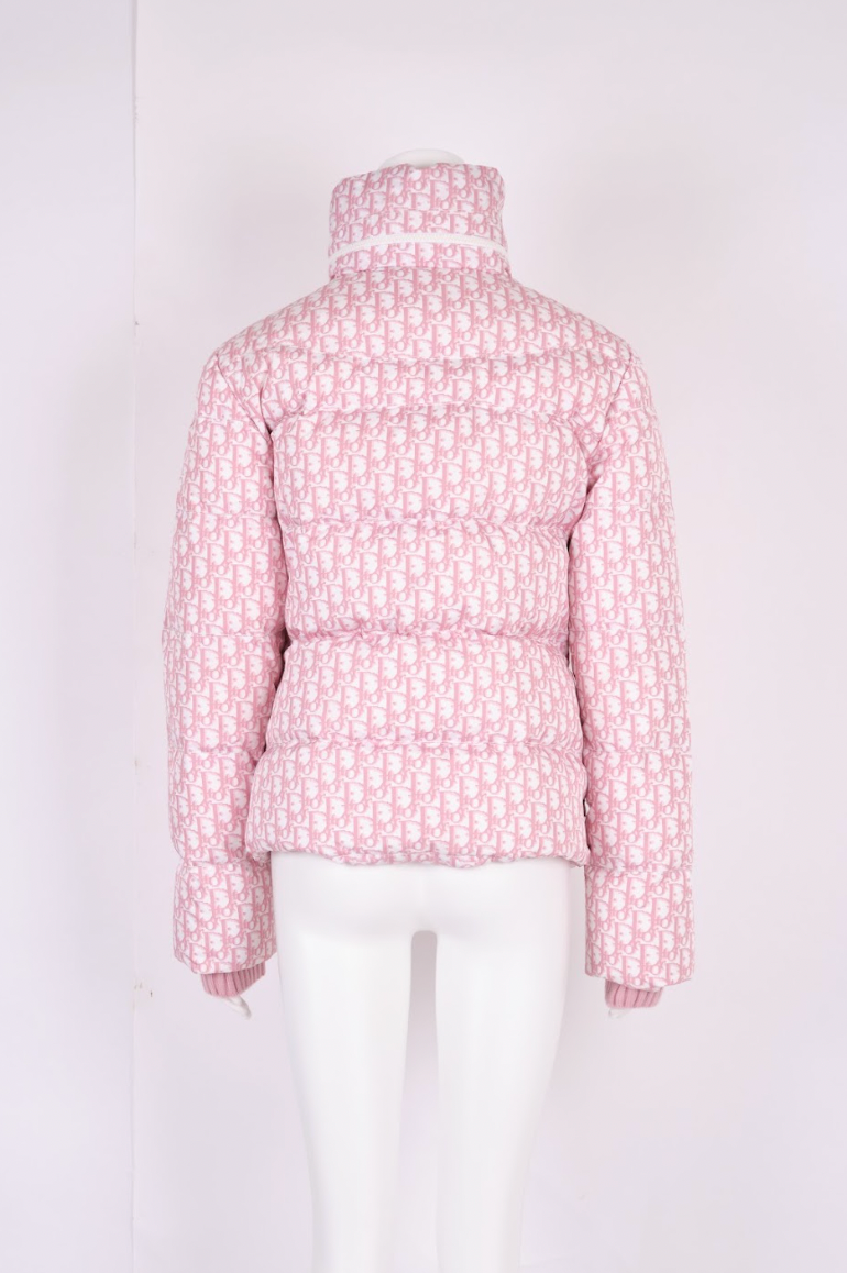 Preowned Christian Dior by John Galliano Pink Trotter Logo Puffer Jacket
