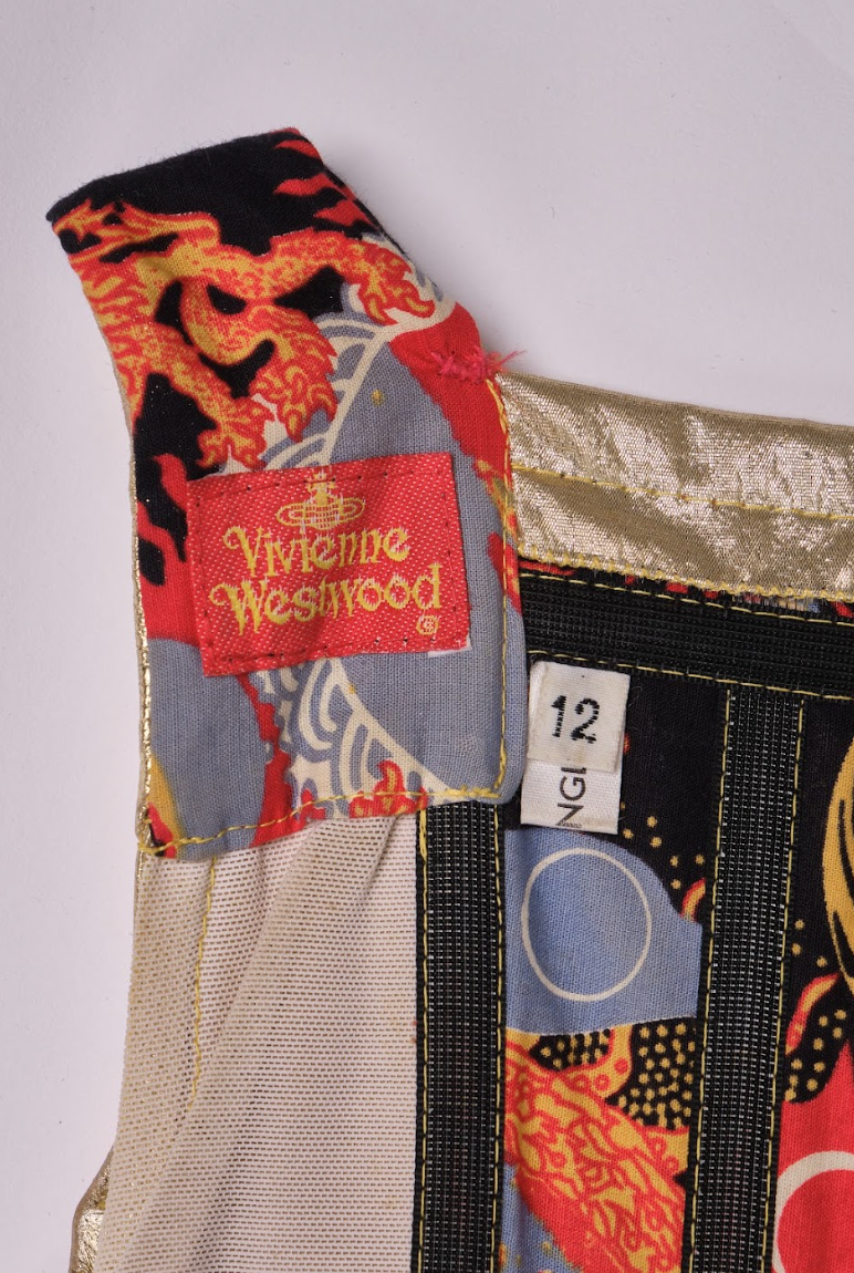 Vintage Vivienne Westwood Spring 1988 Gold Leather Corset and Mini Skirt