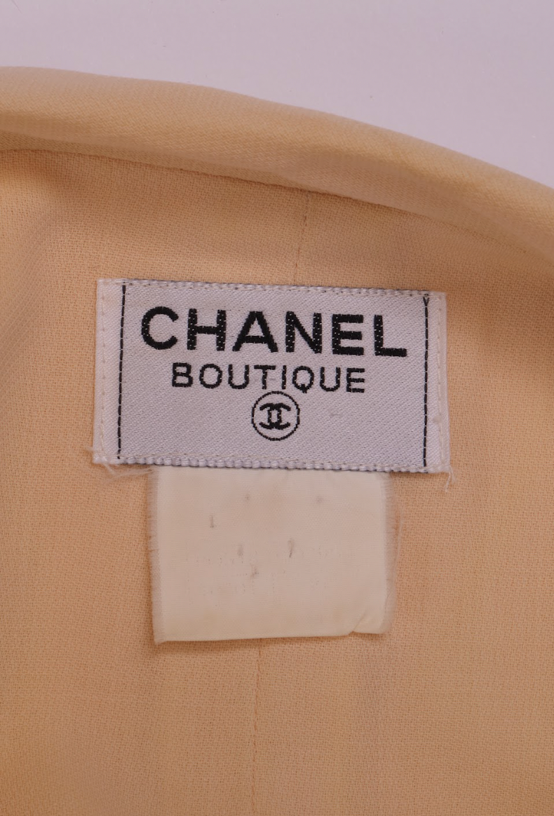Vintage Chanel 1995 Light Taupe Sleeveless Zip-Front Dress with Collar