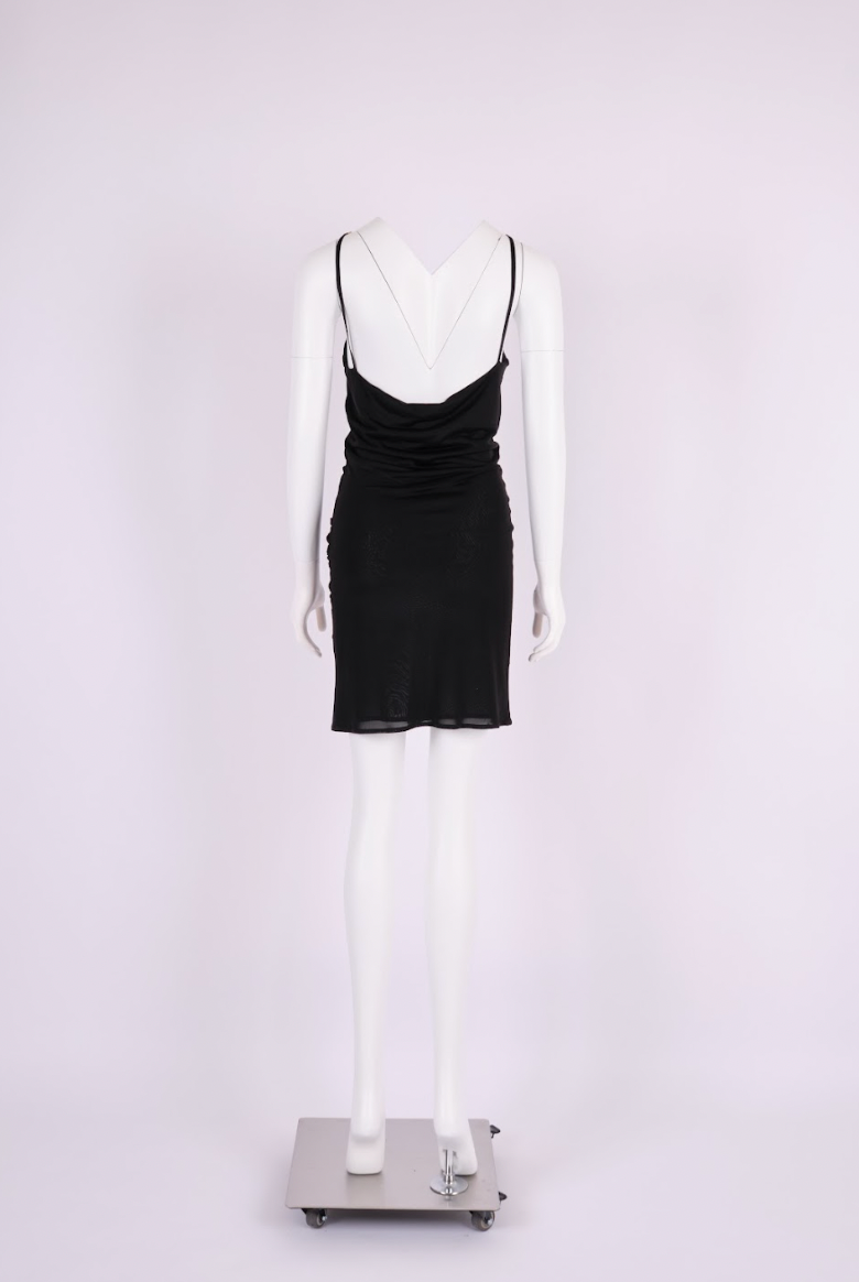Preowned Christian Dior 2004 Black Cupro Sculptural Mini Dress