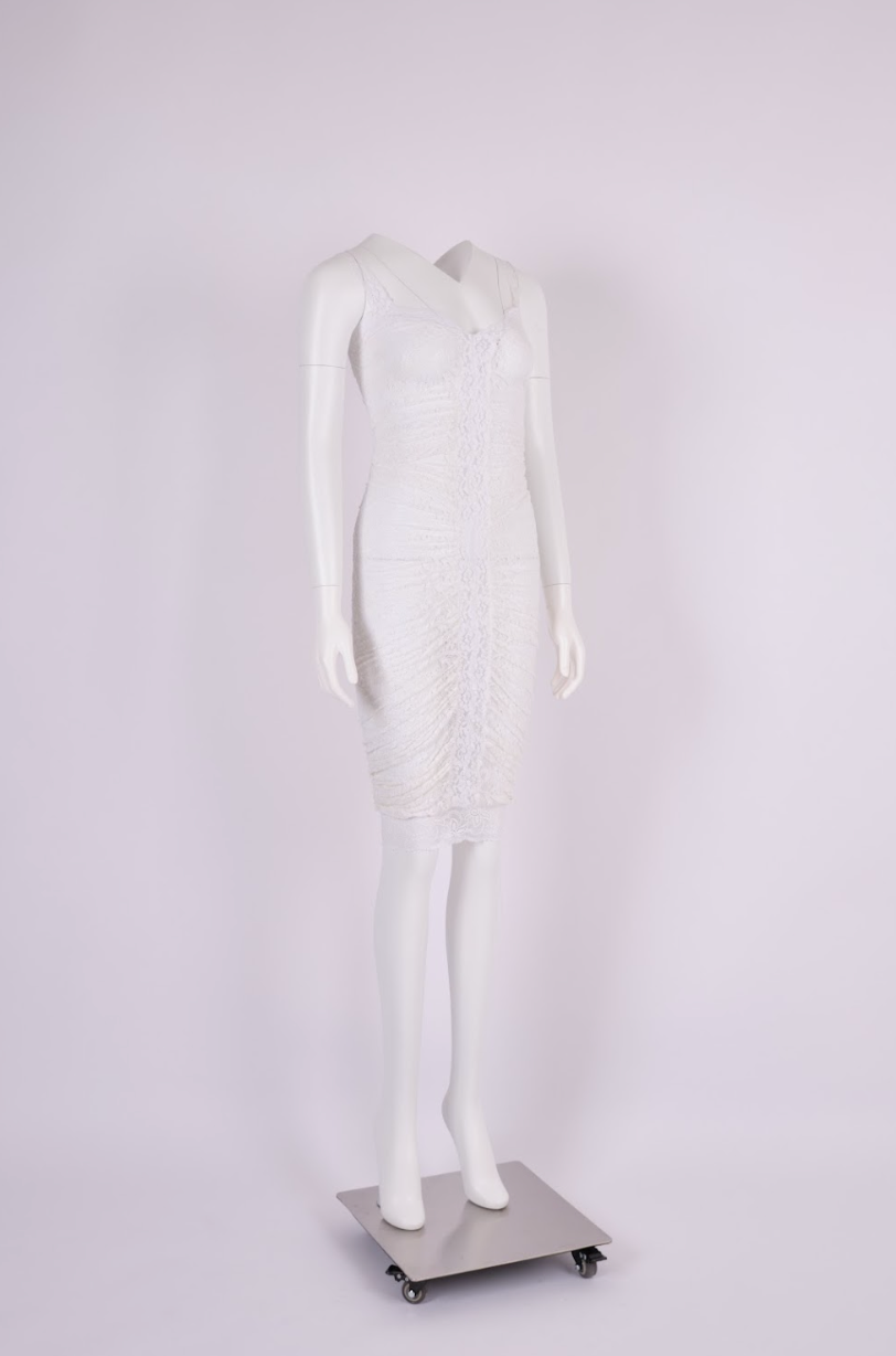 Preowned D&G Early 2000s White Lace Fitted Dress