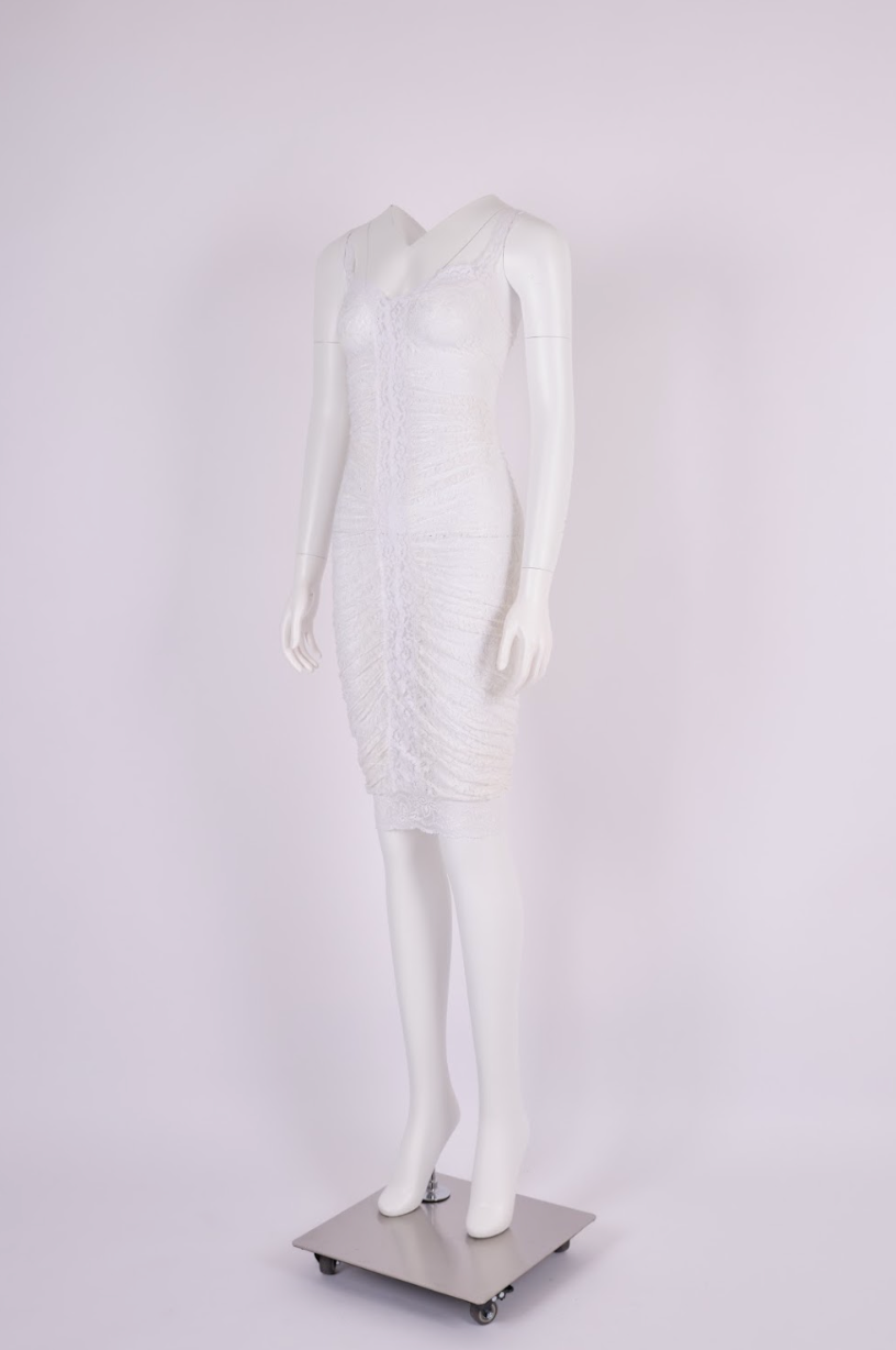 Preowned D&G Early 2000s White Lace Fitted Dress