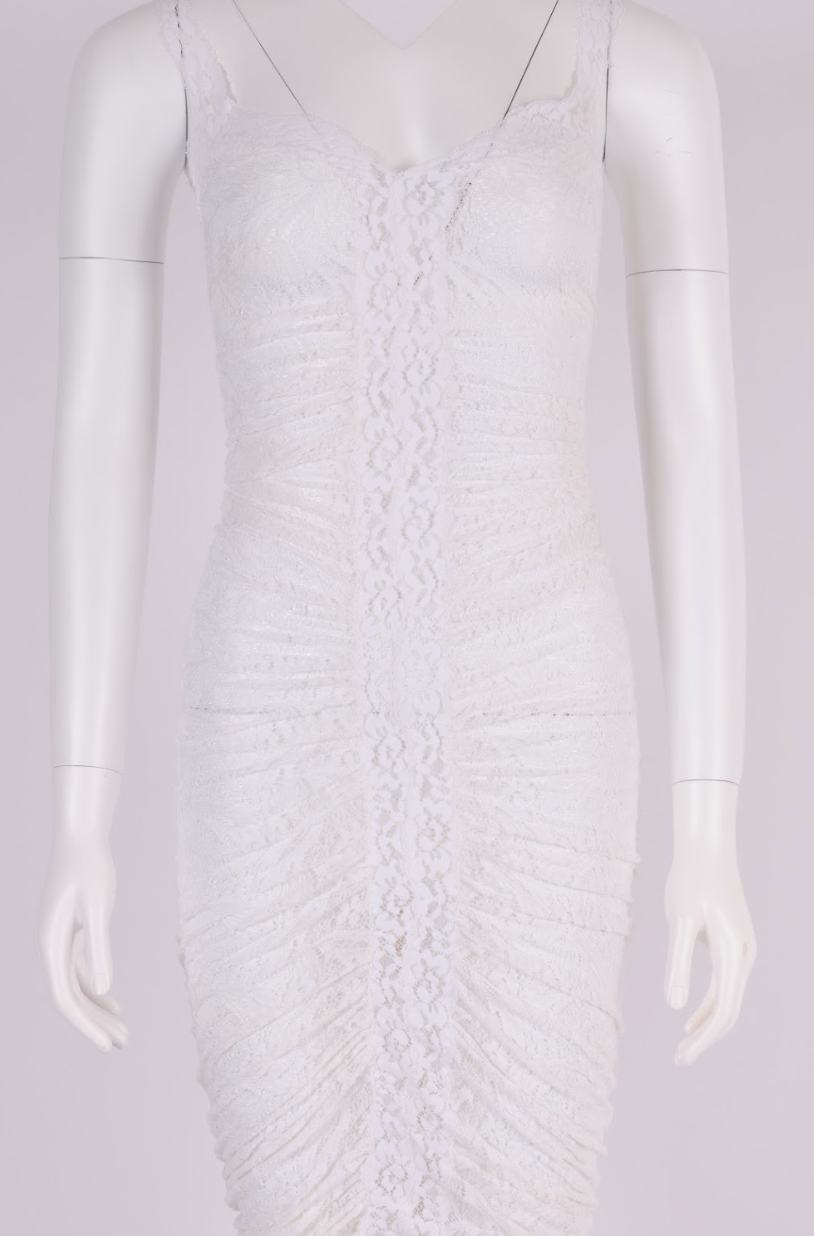Preowned D&G Early 2000s White Lace Fitted Dress