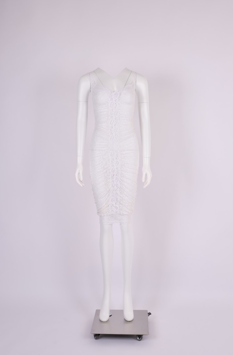 Preowned D&G Early 2000s White Lace Fitted Dress
