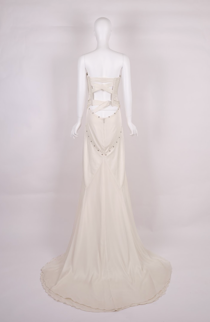 Preowned Gucci 2003 Ivory Satin Wedding Corset Dress
