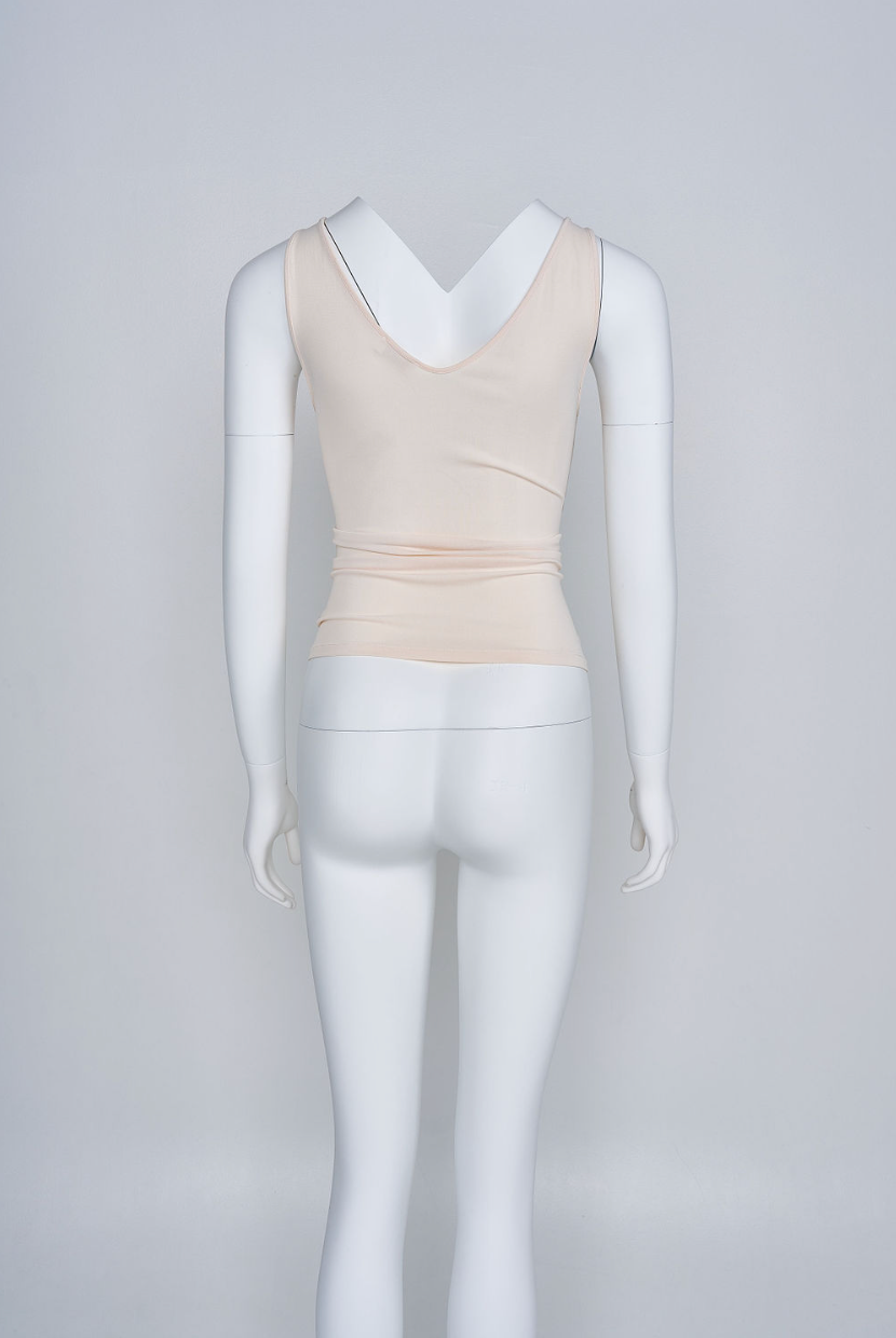 Preowned Valentino 2002 Ivory silk top with multiple tie details and deep V neckline