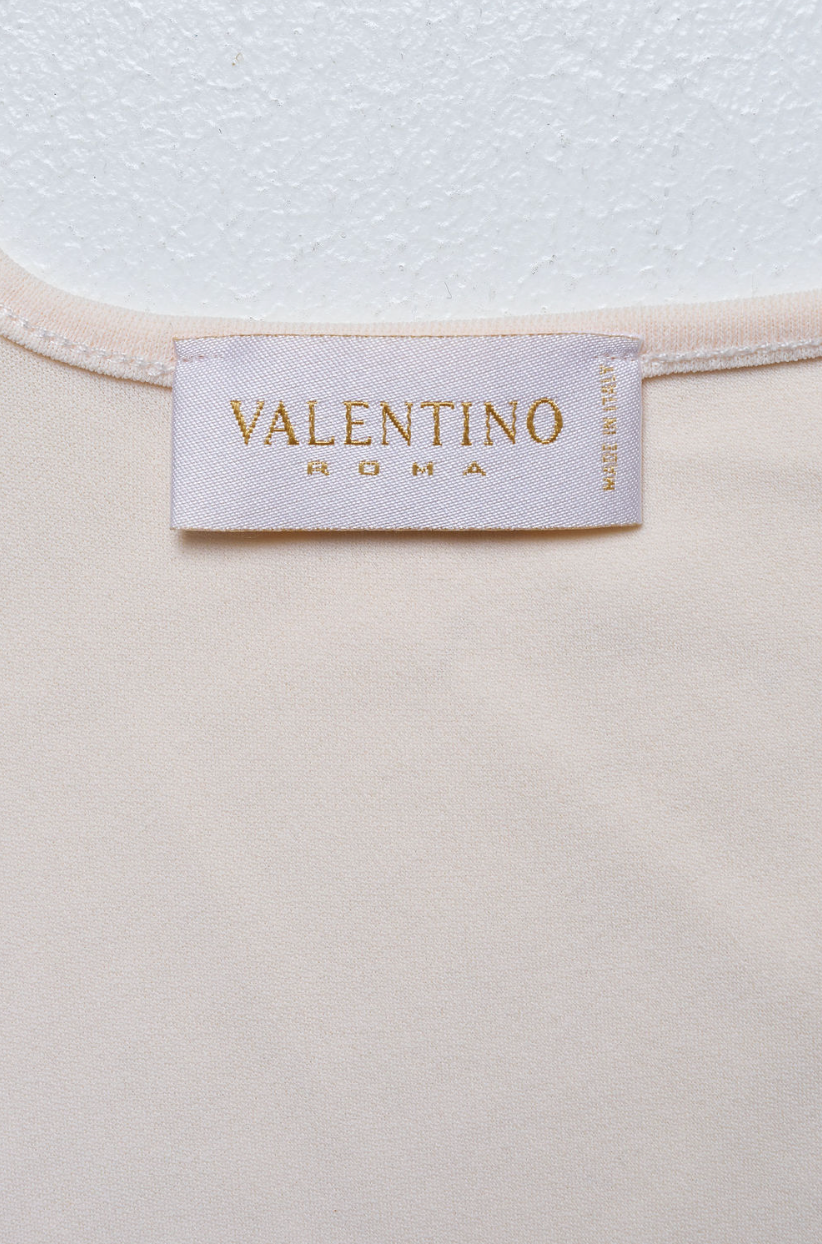 Preowned Valentino 2002 Ivory silk top with multiple tie details and deep V neckline