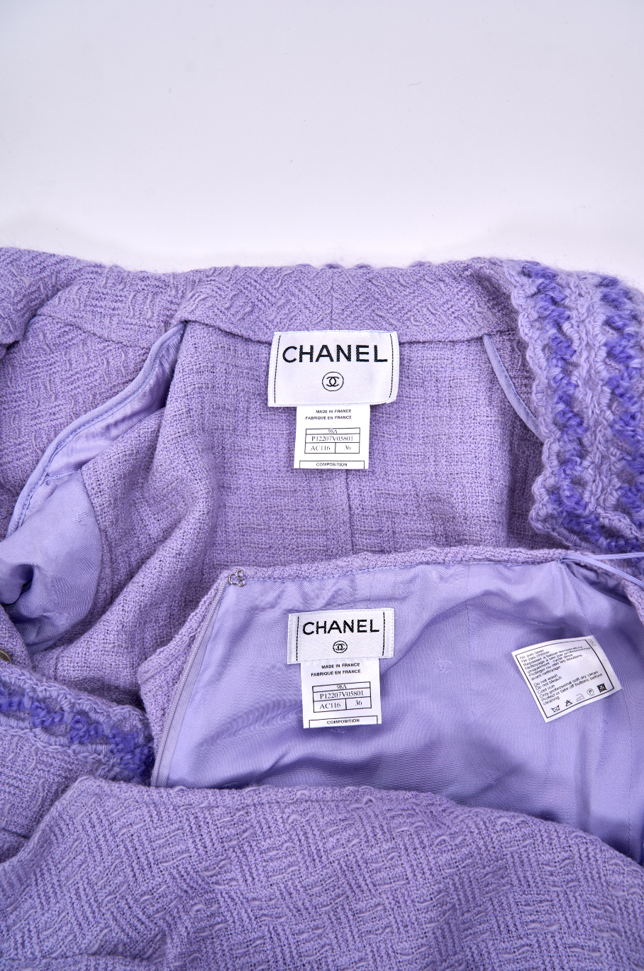 Vintage Chanel Fall 1998-99 Lavender Tweed Ensemble