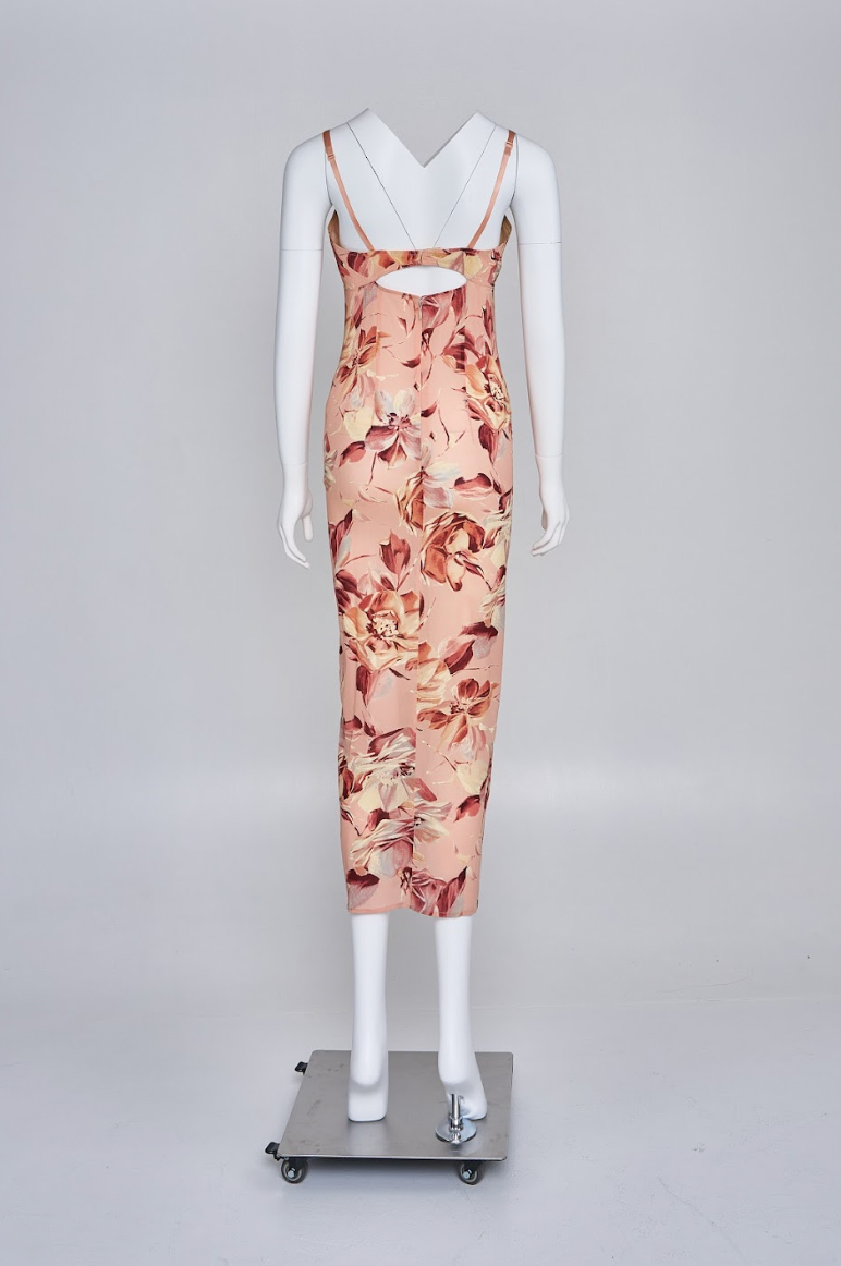 Vintage Dolce & Gabbana Spring 1997 Pink Silk Dress with Floral Print