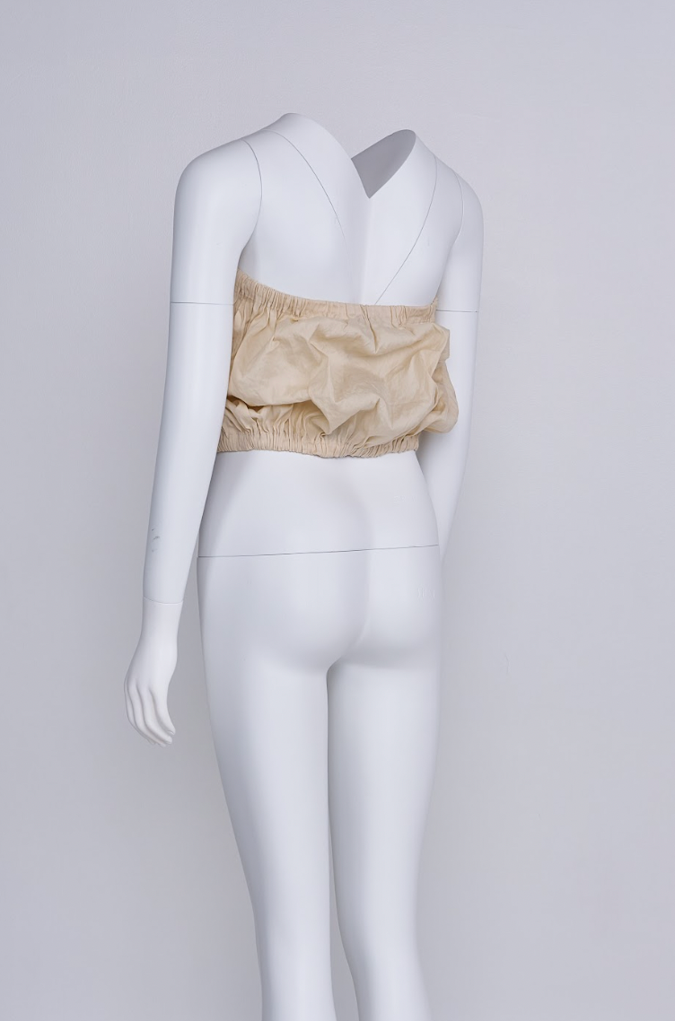 Preowned Prada Spring 2009 Beige Bow-Front Tube Top