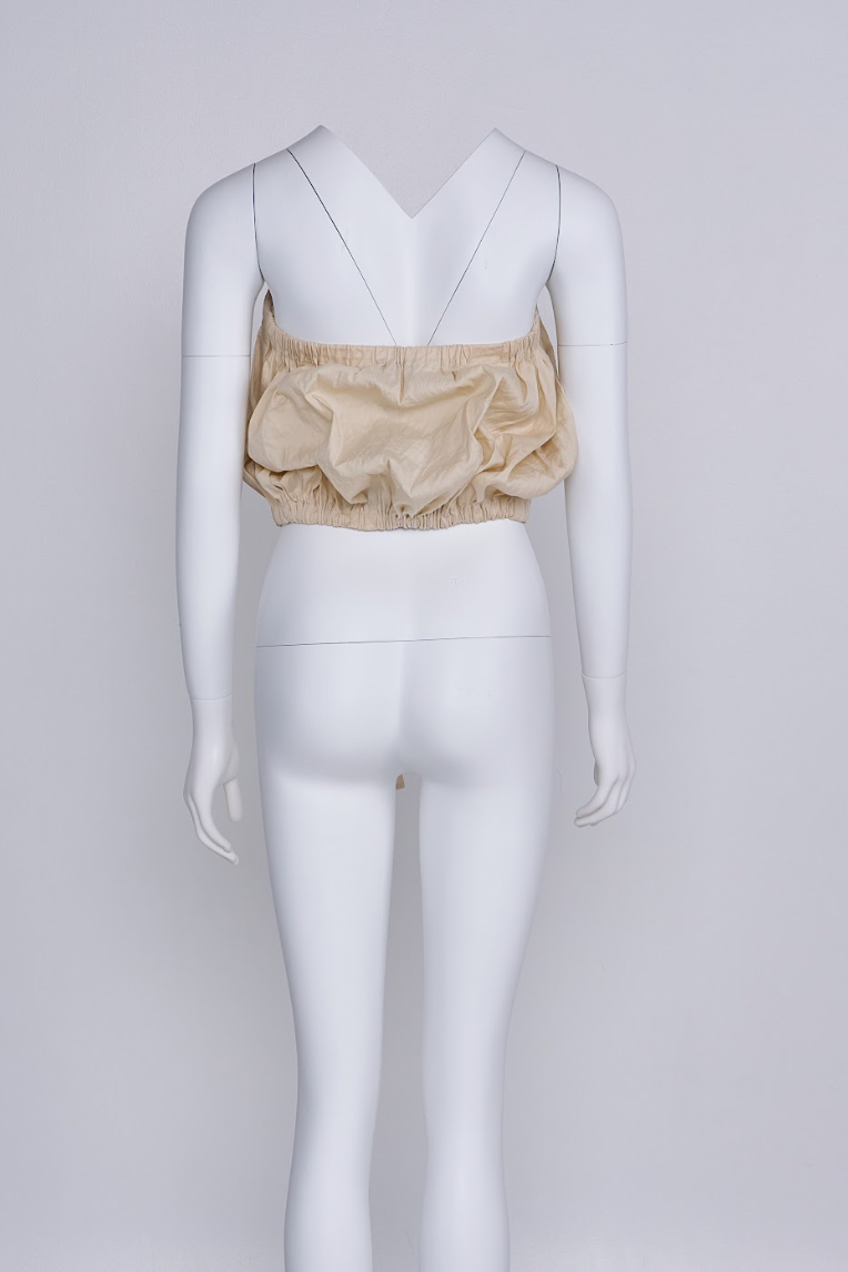 Preowned Prada Spring 2009 Beige Bow-Front Tube Top