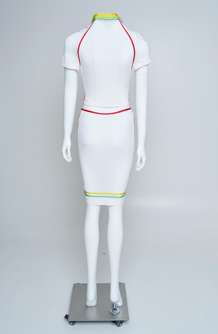 Vintage Gianni Versace 2000s Cropped Logo Ensemble with Midi Skirt