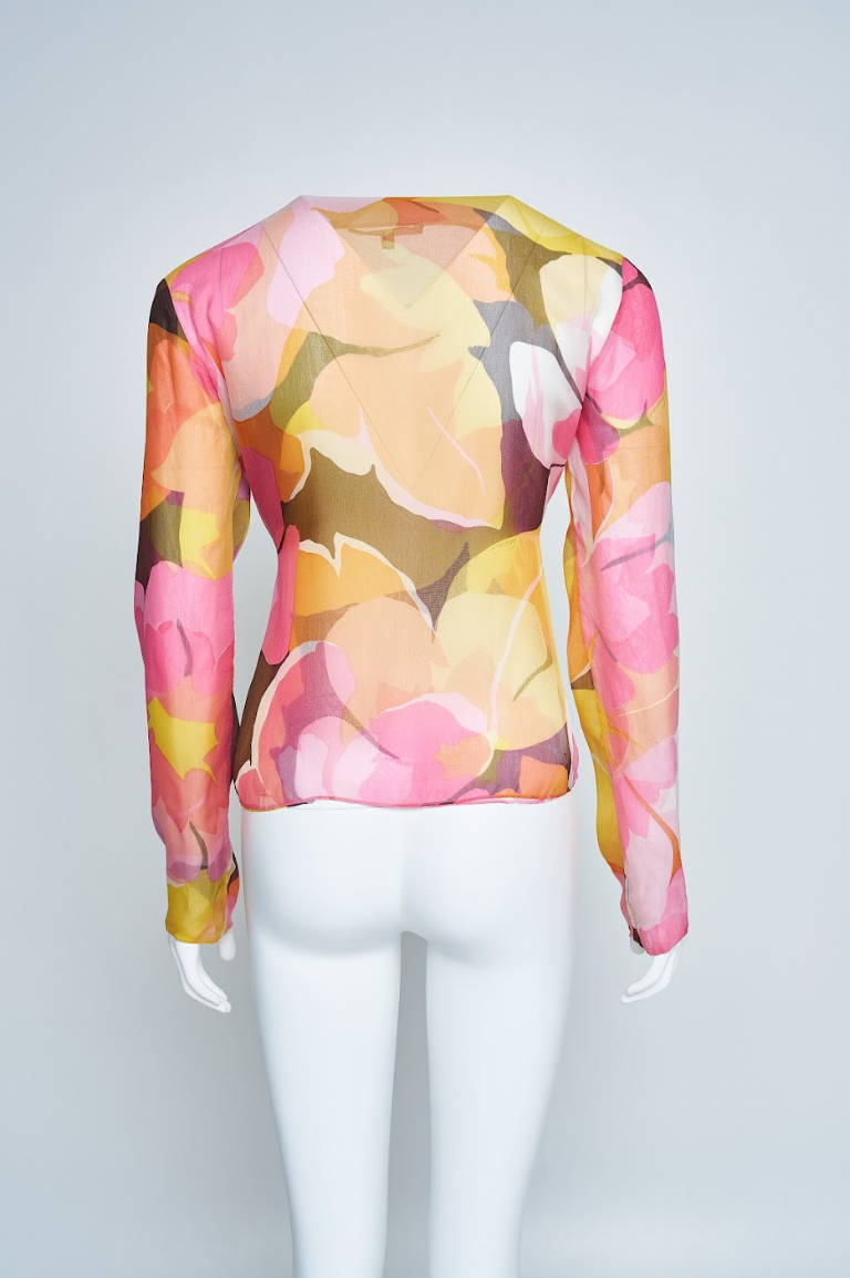 Vintage Gucci 1999 Floral Wrap Top with Long Sleeves