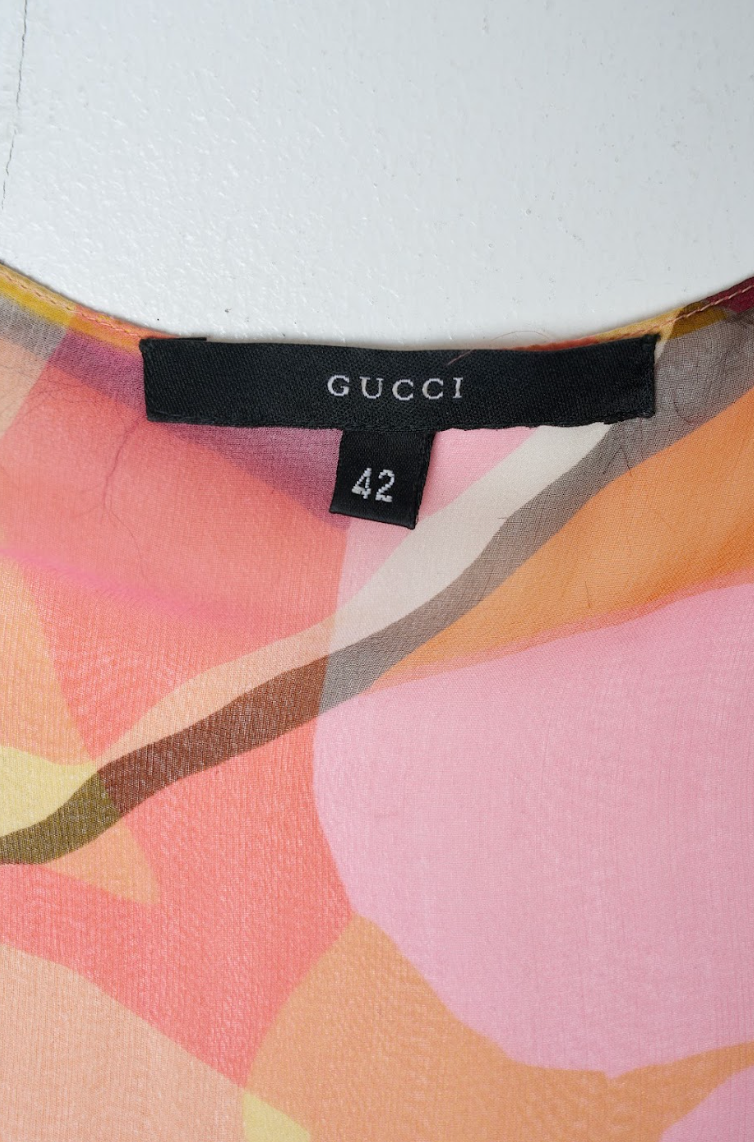 Vintage Gucci 1999 Floral Wrap Top with Long Sleeves