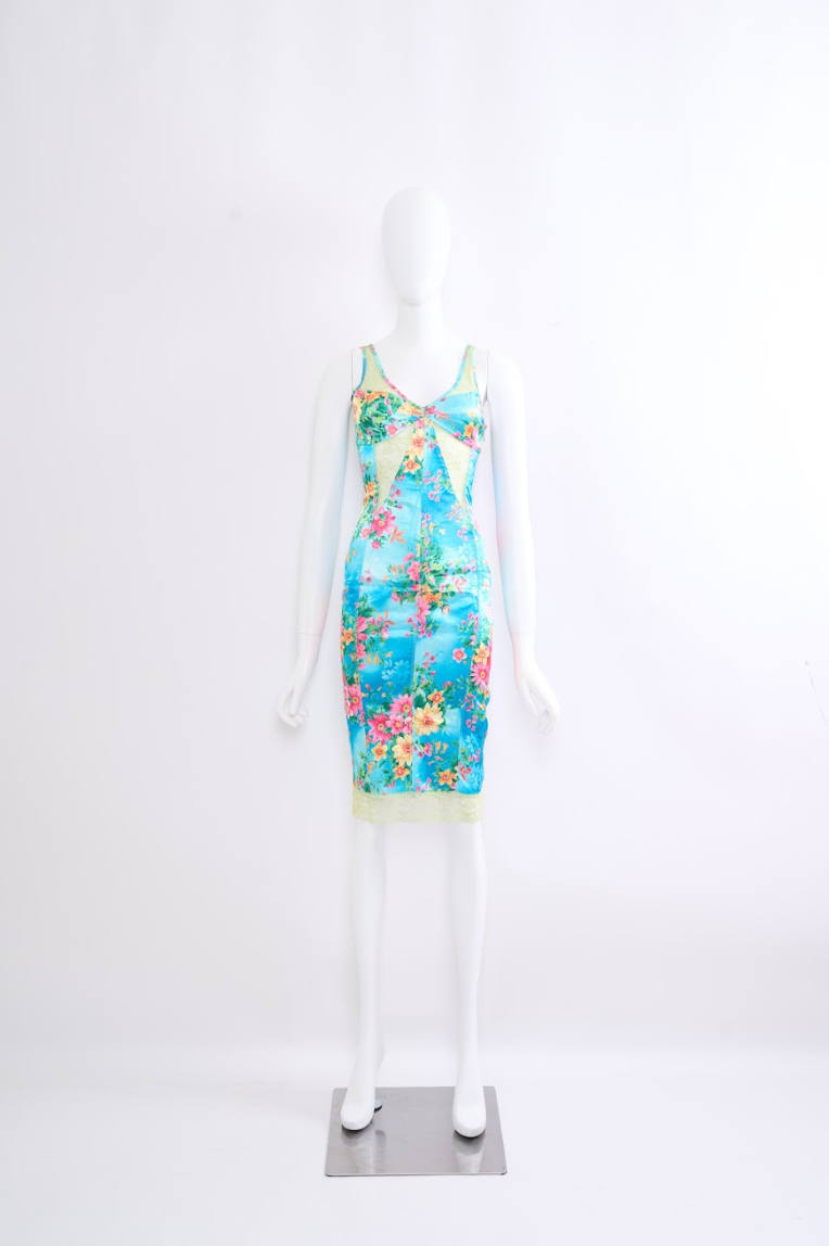 dolce and gabbana blue floral dress Dolce & Gabbana Floral Chemisier Dress - Gnawed Blue | F6JFNTHS5UU