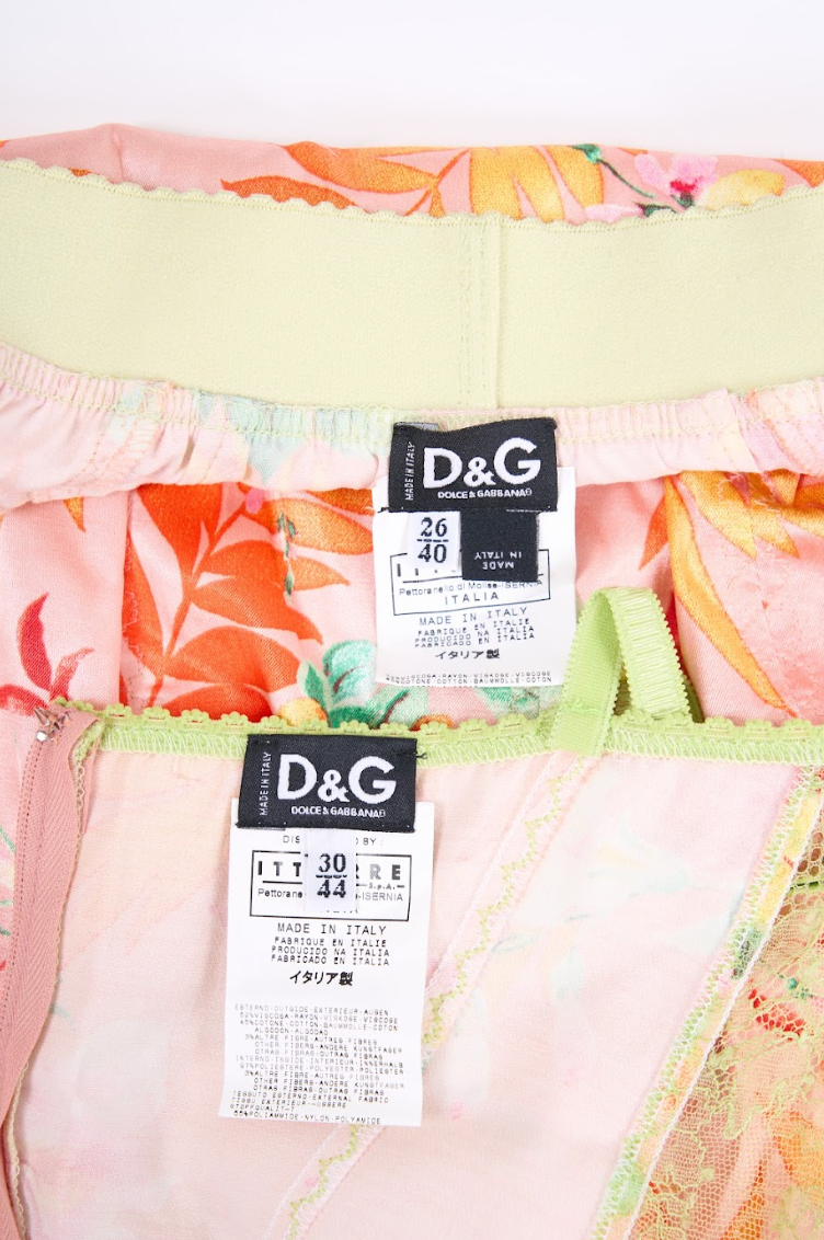 Preowned Dolce & Gabbana 2000s Pink Floral Skirt and Top Set