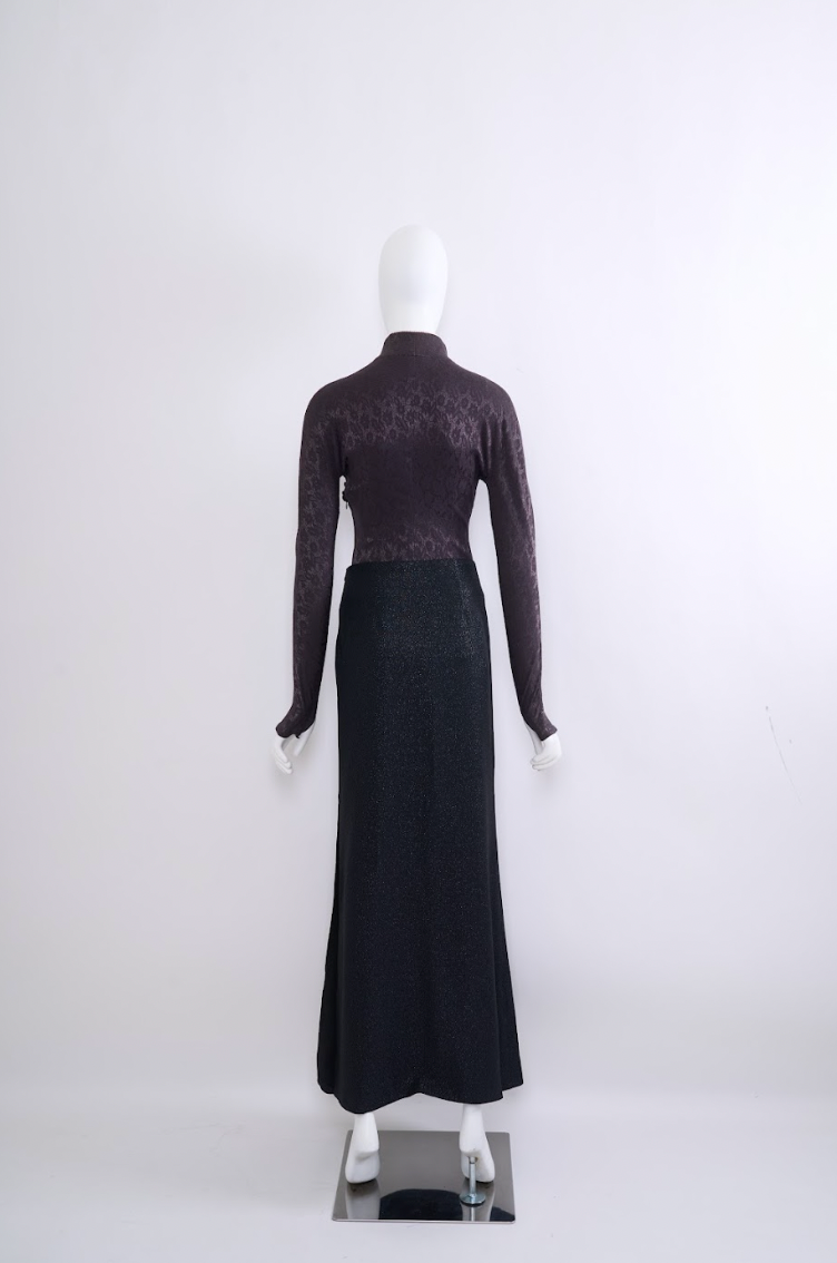 Vintage Dior 1997 Lurex Glitter Skirt and Bodysuit Set