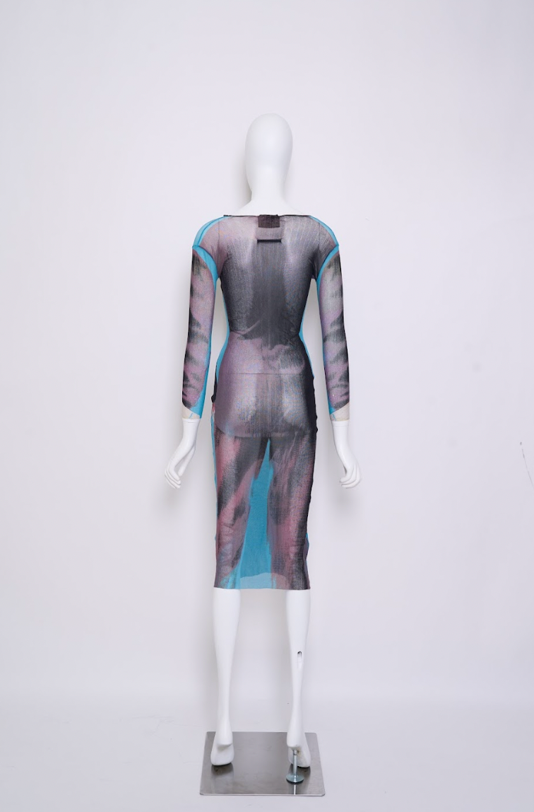 Vintage Jean Paul Gaultier Maille 1997 Runway Dress with Suit Print