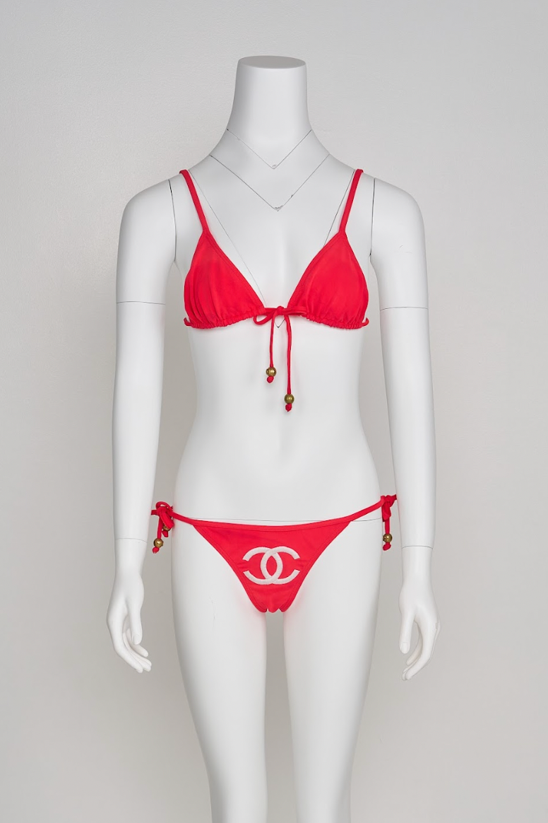 Vintage Chanel Spring 1994 Pink Logo Bikini